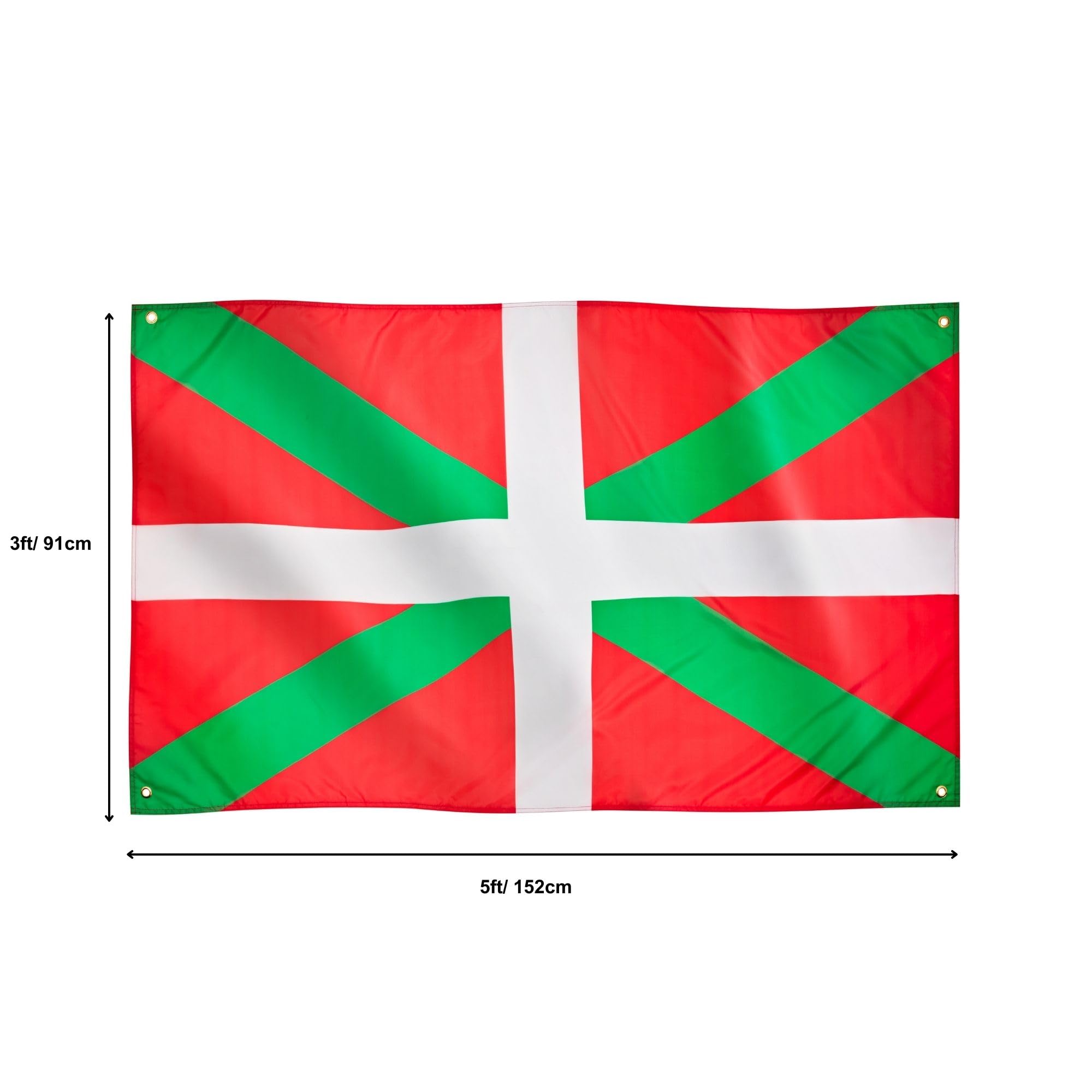 Runesol Basque Country Flag, 91x152cm, 3ft x 5ft, Basque Flag, 4 Grommets, Eyelet in Every Corner, País Vasco, Ikurriña - Image 2