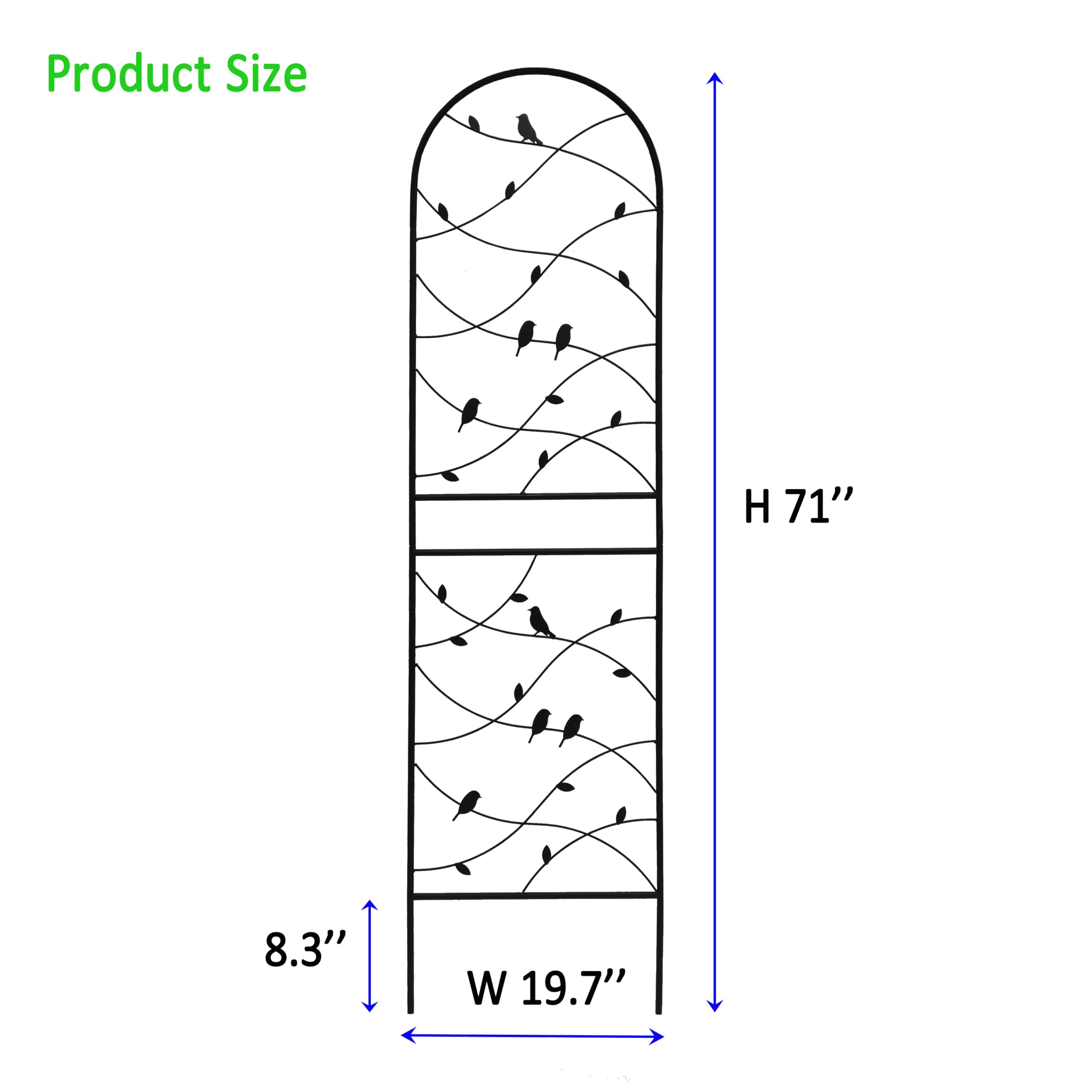 Rankgitter aus Metall 2er Set, 180–220 cm hoch, Pflanzenstütze für Kletterpflanzen und Topfpflanzen, Rankgitter für Blumentopf, Garten, Balkon und Terrasse, Schwarz (180 x 50 cm)