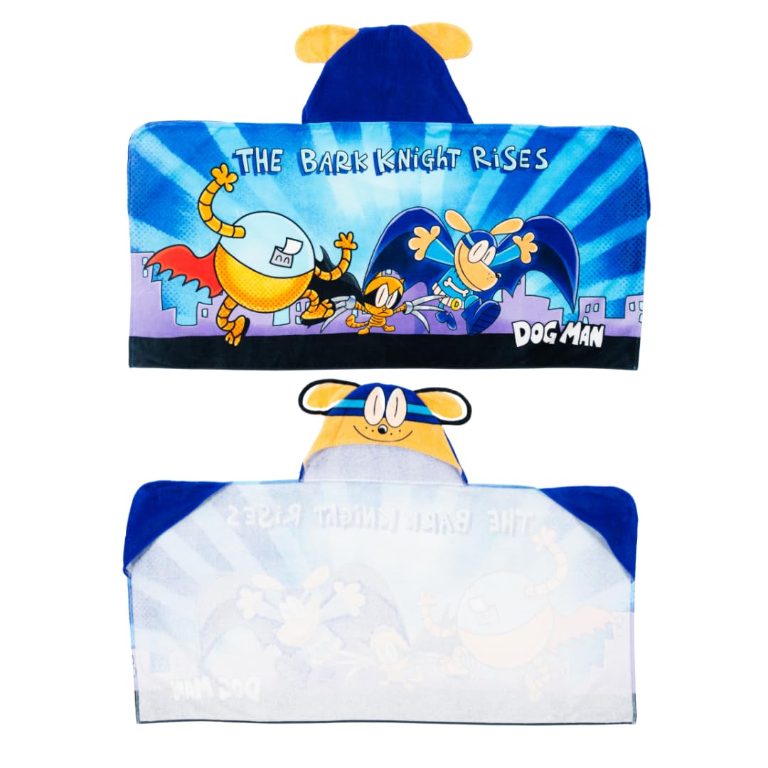 Dog Man Supa Comic Kids Super Soft Bath/Pool/Beach Soft Cotton Terry Hooded Towel Wrap, 24 in x 50 in, (Officially Licensed Product) by Franco