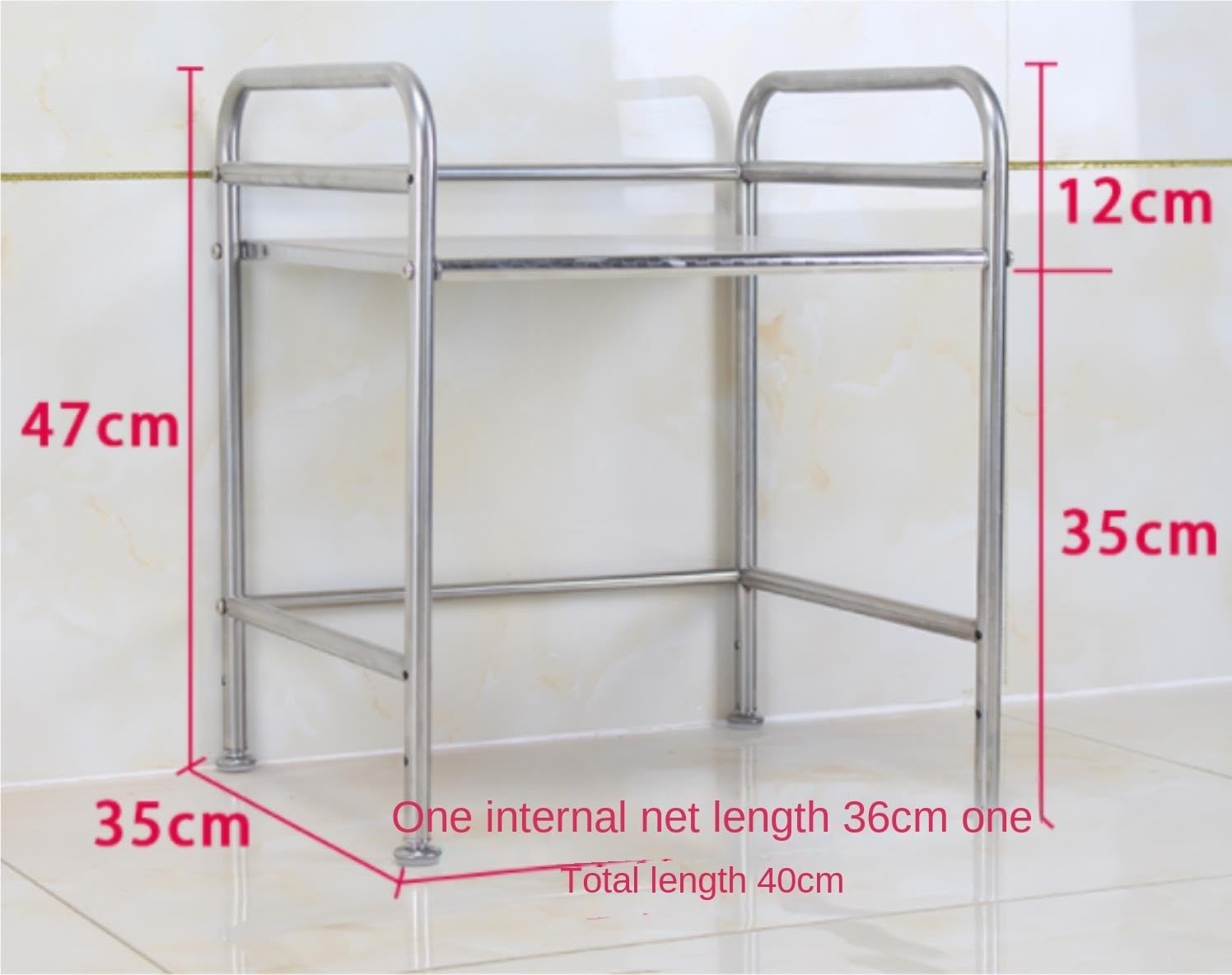Scaffale da cucina in acciaio inossidabile, ripiano for forno a microonde, organizer for bagno, cuociriso, casa moderna(40cm)