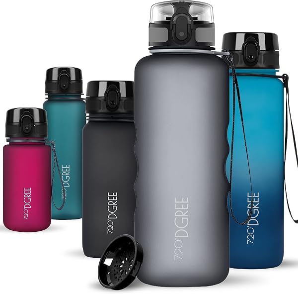 720°DGREE Bottiglia d'Acqua “uberBottle“ +Setaccio Frutta - 350ml, 500ml, 650ml, 1l, 1,5l - Tritan Senza-BPA, Prova Perdite - Il Borraccia Sportiva, Fitness, Ciclismo, Palestra, Scuola, Università - 1