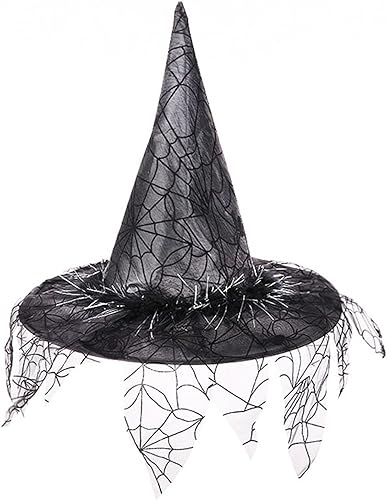 Miniatura 7 de Sombrero de bruja de Halloween para mujer, velos de encaje vintage, sombreros impresos, suministros de fiesta, accesorios de disfraz de Halloween