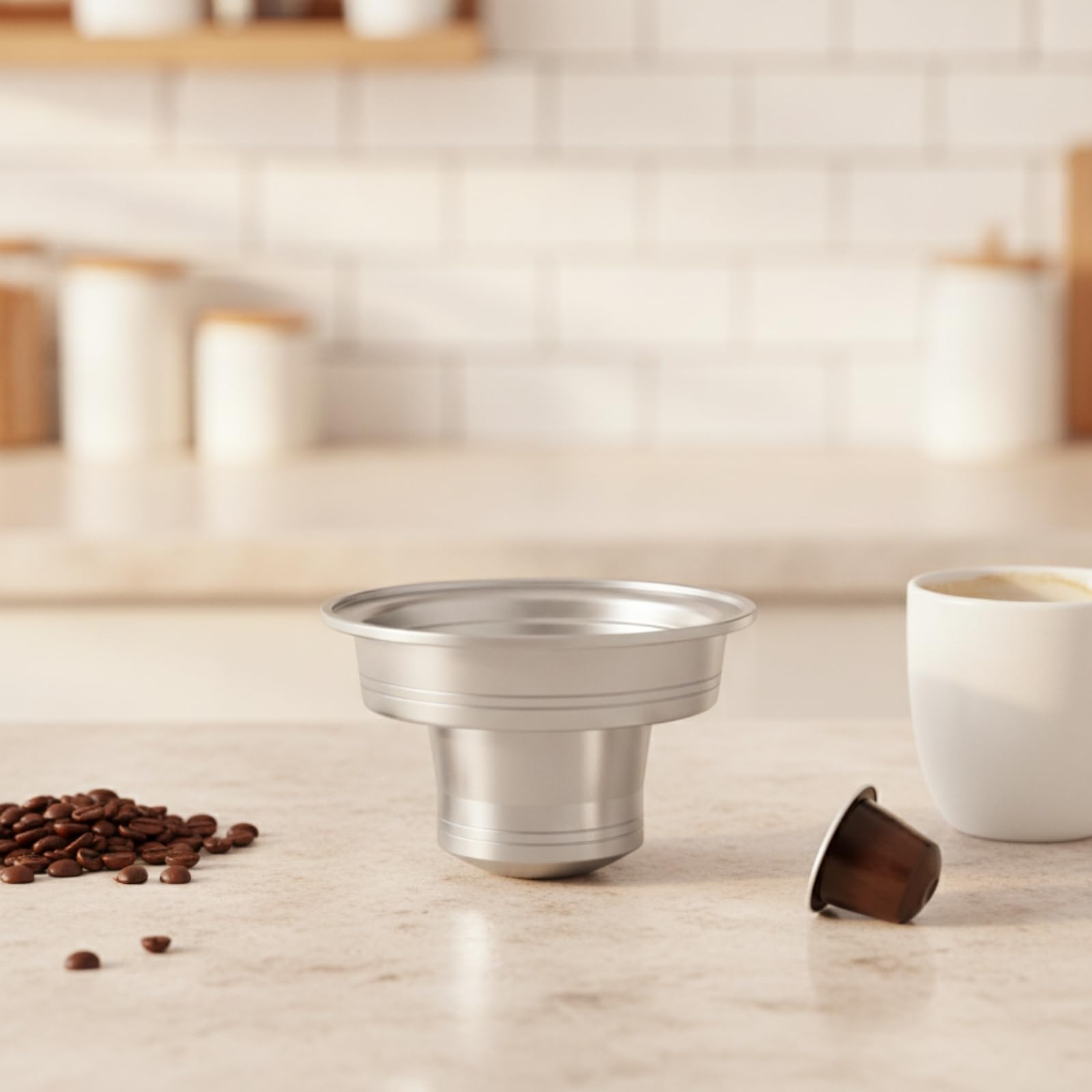 Adaptador de Cápsulas de Café para Cafetera Adaptador para Máquina de Bebidas Inserto de Cafetera Rígido Accesorio de Espresso Reemplazable Acero