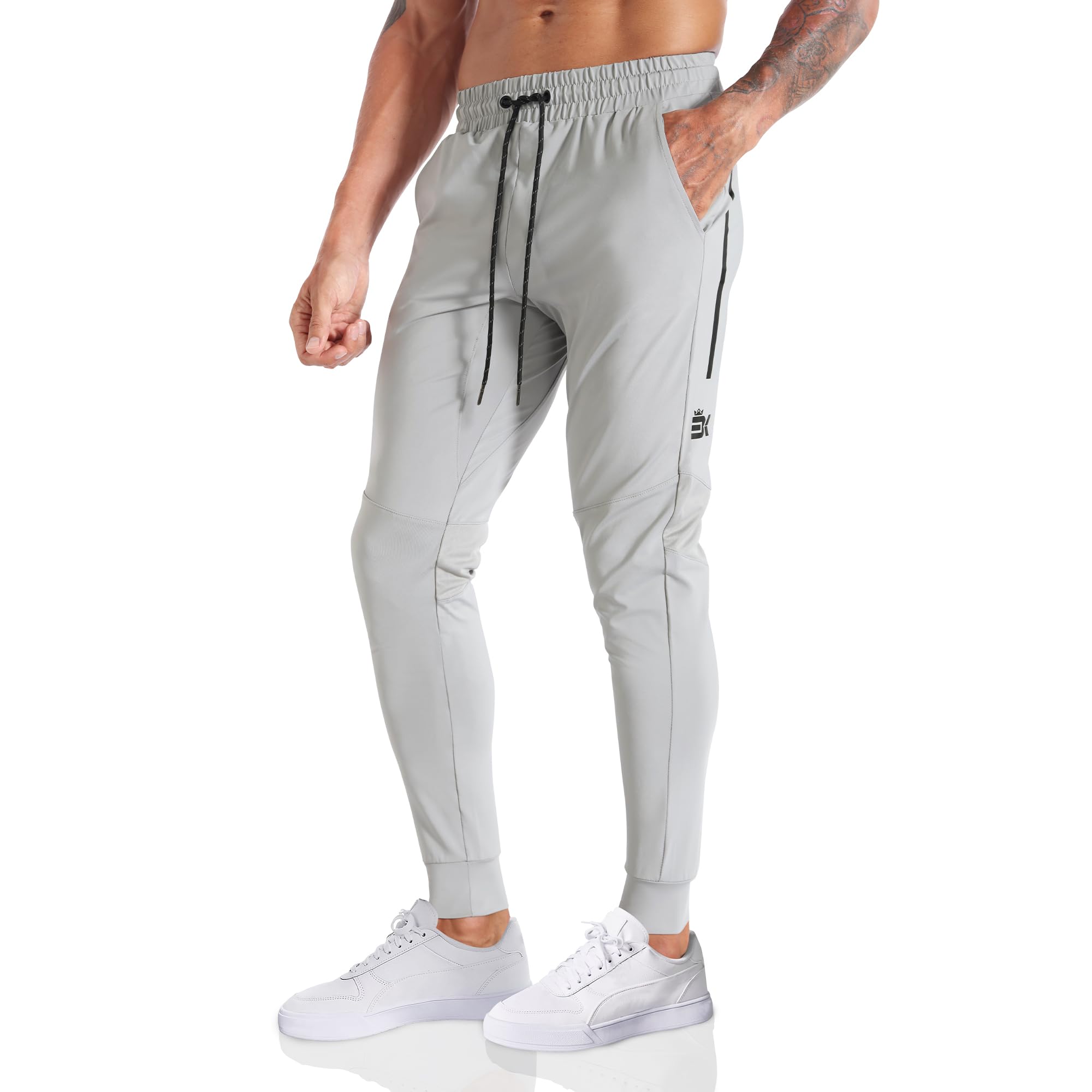 BROKIG Fitness Trainingshose Herren Lang Slim Fit Laufhose | Leichte Jogginghose Herren Lang, Schnelltrocknend Gym Sporthose Herren Lang Gym Hose mit Reißverschlusstasche
