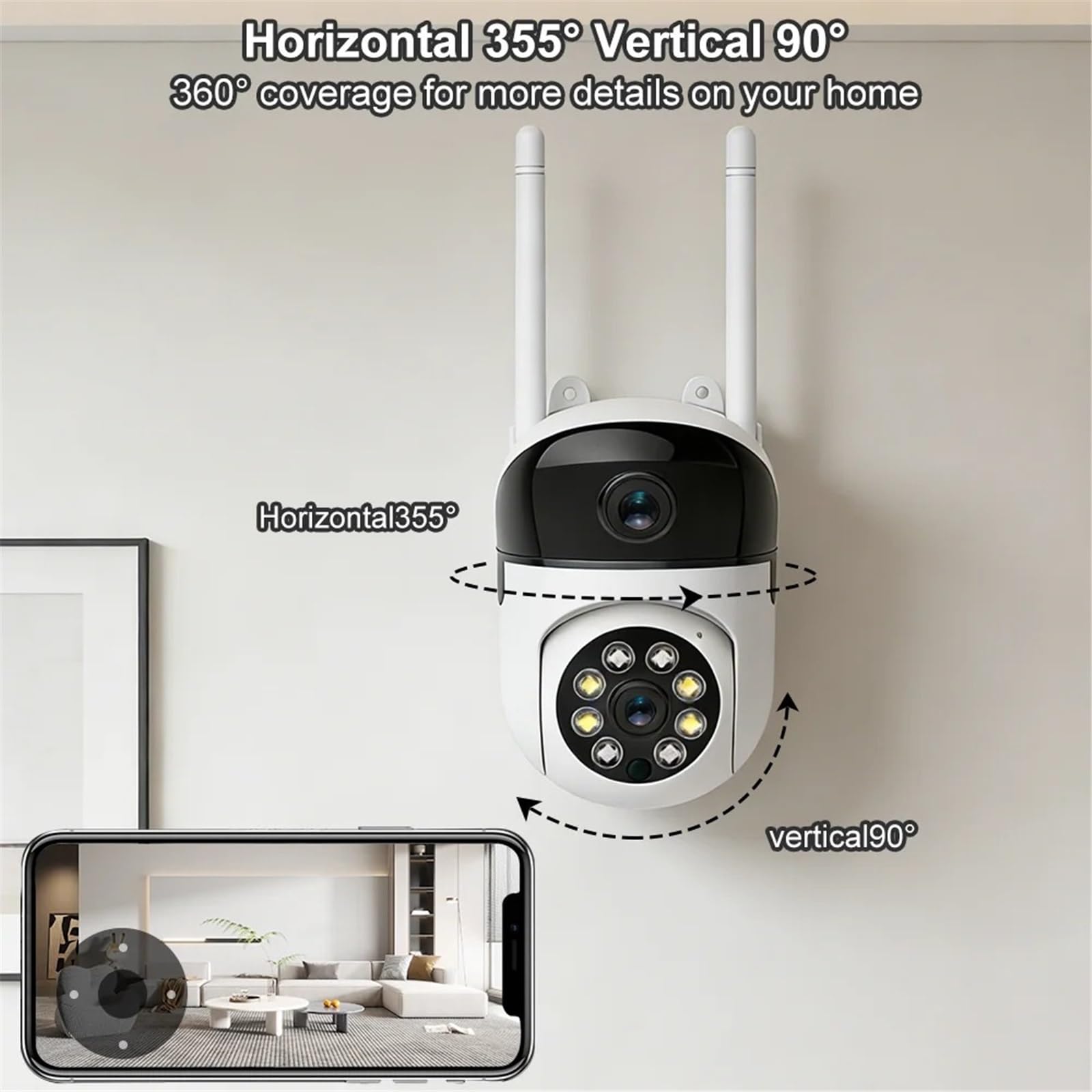 Kamera bezpieczeństwa, Kamera IP 4MP WiFi podwójny obiektyw inteligentny dom automatyczne śledzenie kamera telewizji przemysłowej bezprzewodowa monitorująca niania elektroniczna(4MP Cam 64G Card)
