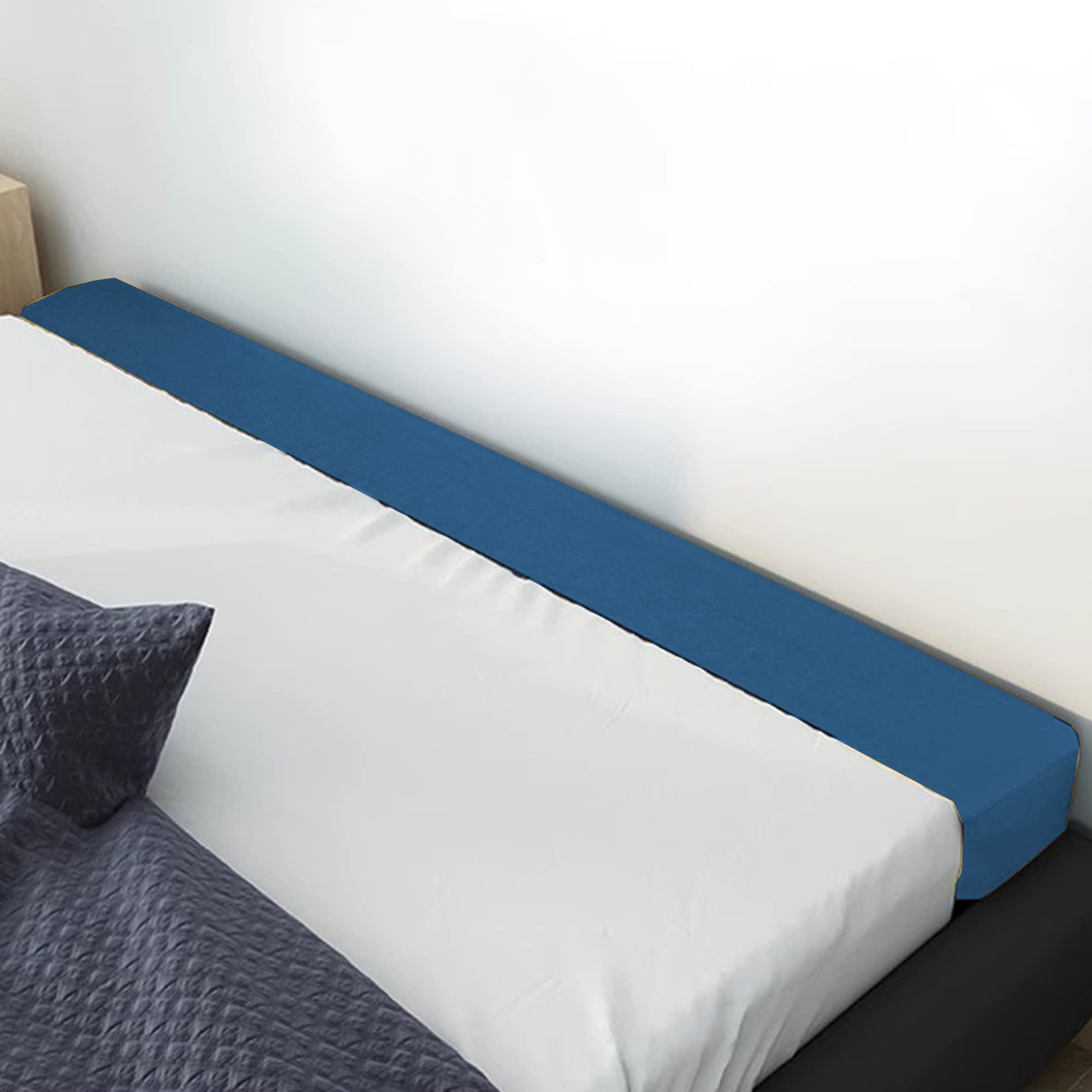 XIEMINLE Almohada para cabecero de cama de tamaño personalizado, cojín con reposabrazos y funda extraíble, 150 x 10 x 5 cm, color azul