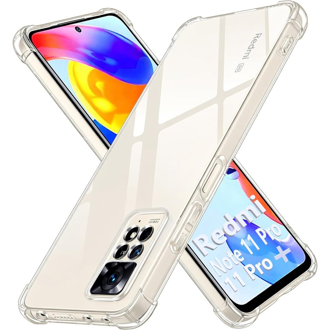 Lustree Redmi Note 11 Pro / 11 Pro Plus + Back Cover Transparent Case | Clear TPU Shockproof Case with Four Corner Prote