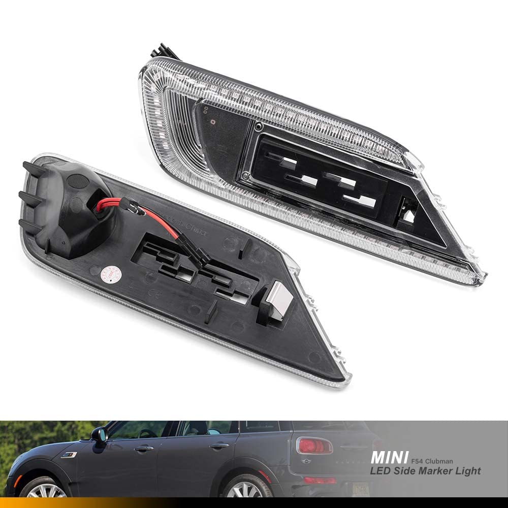 2016-2021 dla Mini Clubman F54 One Cooper S D Sd All4 Steptronic Jcw kierunkowskazy boczne LED Repeater Marker Light Amber Dynamic Led Turn Signal Lamp 2 szt. przezroczysta soczewka