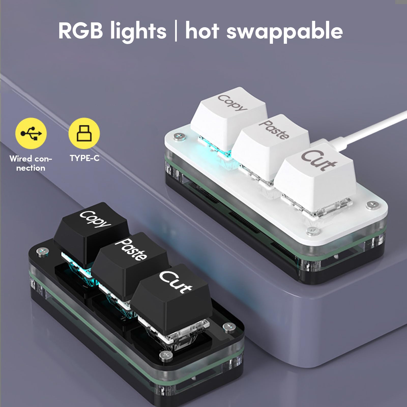 Mini-toetsenbord, mechanisch, programmeerbaar, met RGB, 3