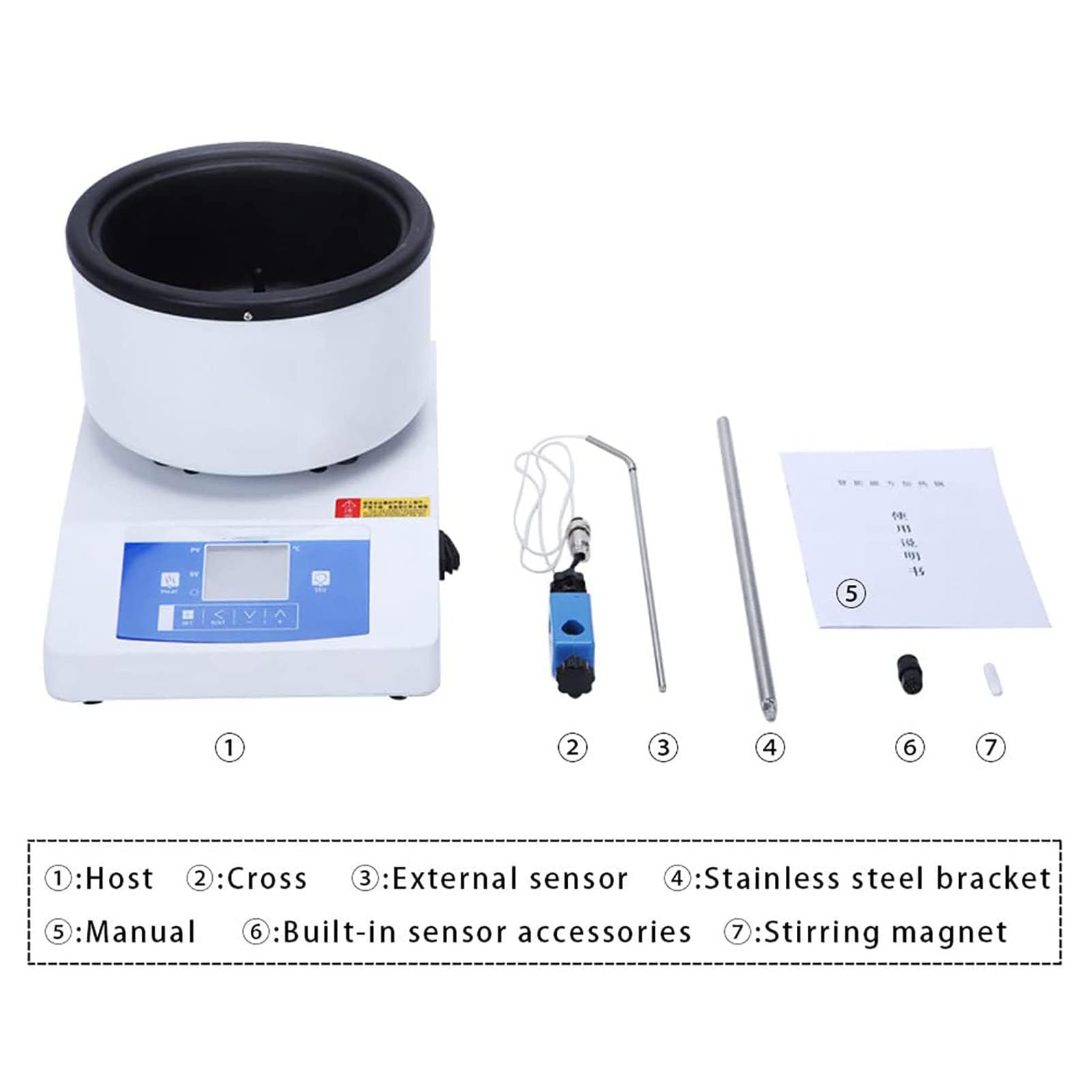 Agitador magnético con control digital de temperatura, mezclador de placa caliente de laboratorio para calentamiento constante, mezcla eficiente y homogeneización en aplicaciones de laboratorio