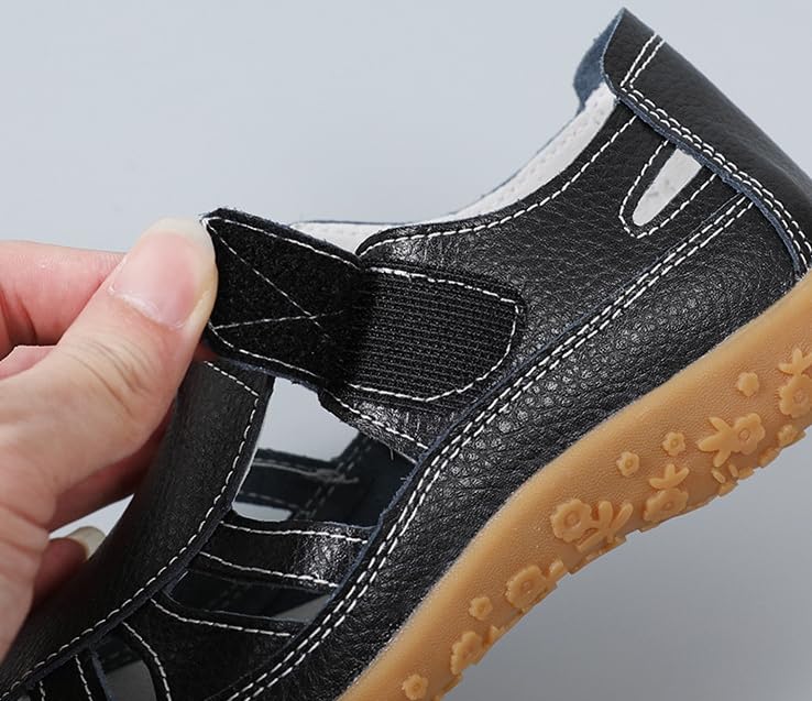 Casual Comfortable Women's Non-slip Sole Sandals Summer Leather Soft Sole Closed Ankle Strap Beach Shoes Suitable for Casual Outdoor Activities Nursing Nurse Shoes2