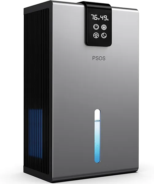Dehumidifier, Dehumidifiers for Home, 98 OZ Water Tank, (1000 sq.ft) Quiet Dehumidifier for Basement Bedroom Bathroom with Humidity Display, Auto Shut Off, Relaxing 7 Color Ambient Light(Gray)