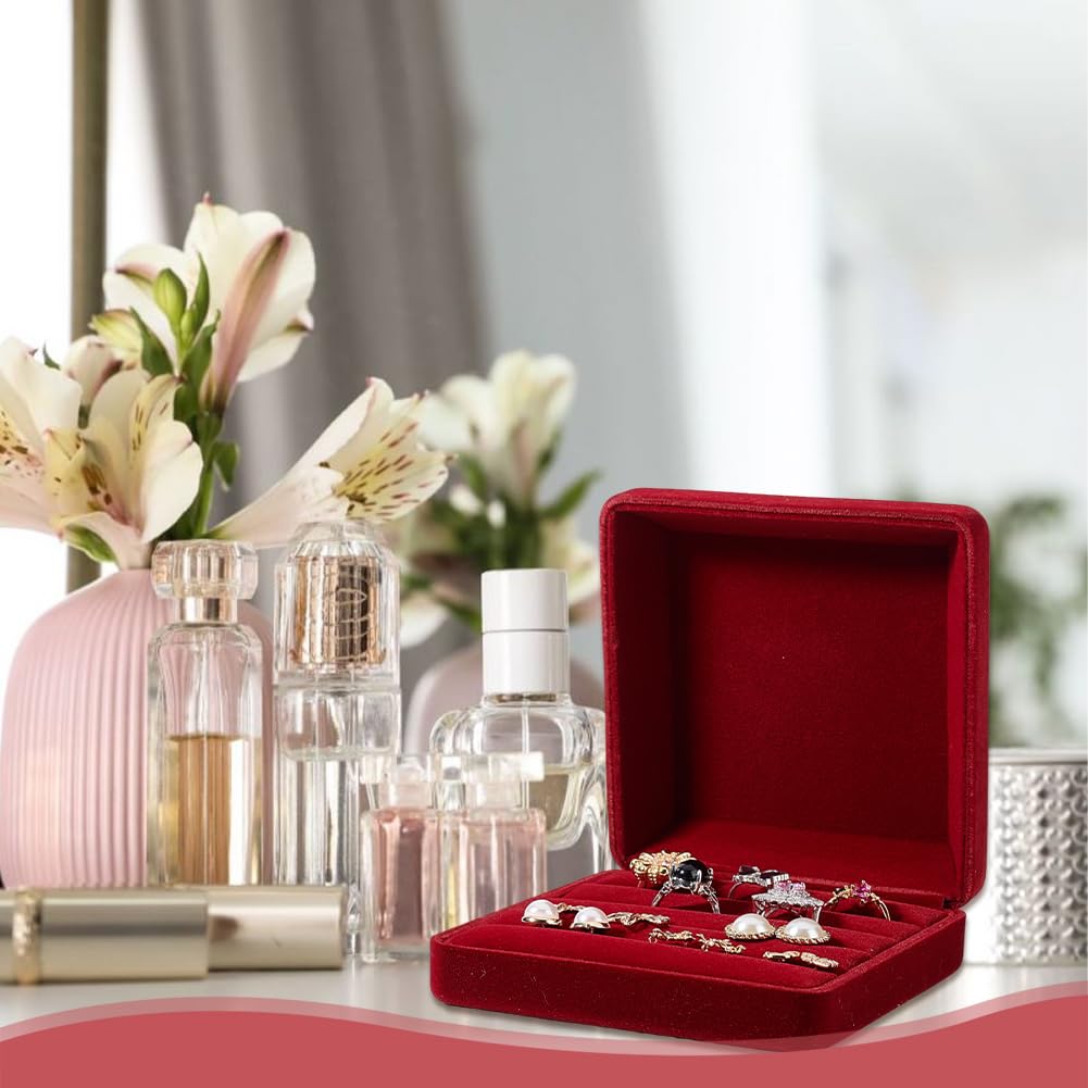 Amazon｜OLYCRAFT 2個 指輪収納ケース 赤 ベルベット メタルボックス