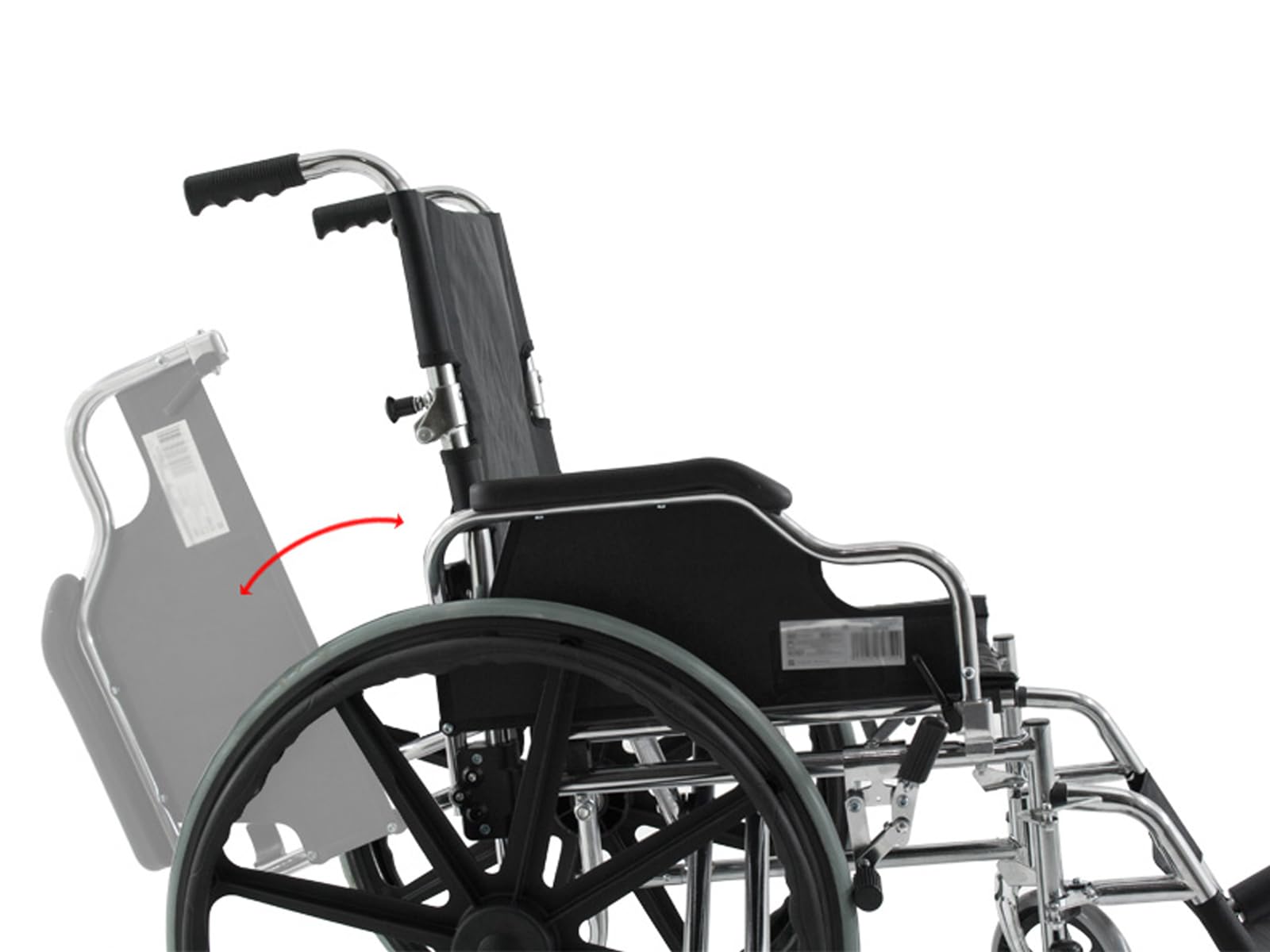 Silla de Ruedas Plegable PRO de Acero Cromado | Reposabrazos Abatibles y Reposapiés Desmontables | Respaldo Plegable | Frenos Manuales | Hasta 125 kg