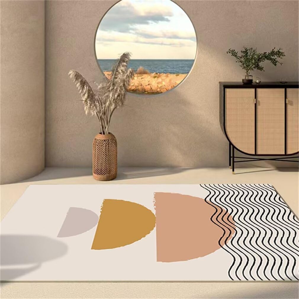 Tapis de couloir long 120x170 minimaliste tapis salle à manger durable crème pour sol moderne