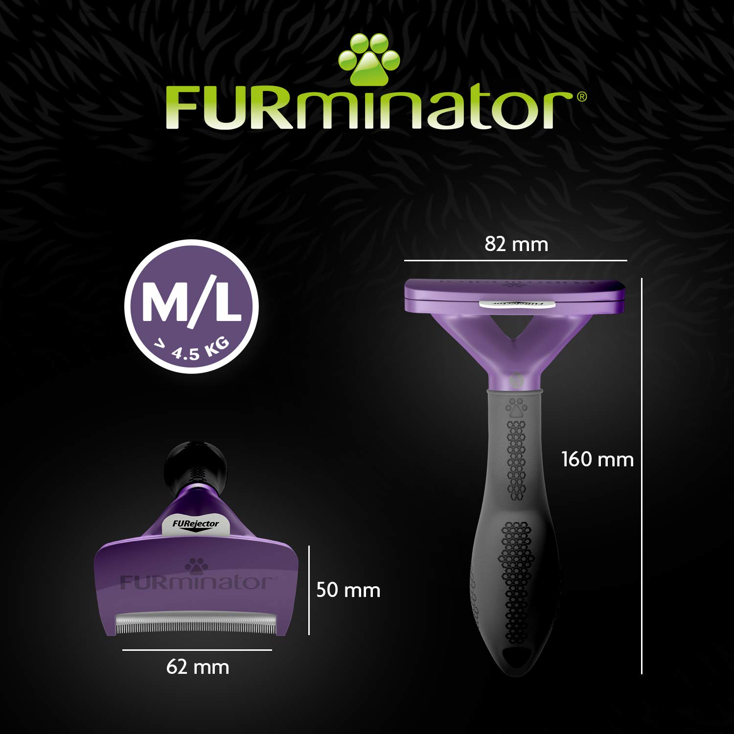 FURminator deShedding-Tool Taglia del gatto M/L - Spazzola per gatti di medie e grandi dimensioni per rimuovere il sottopelo, a pelo corto