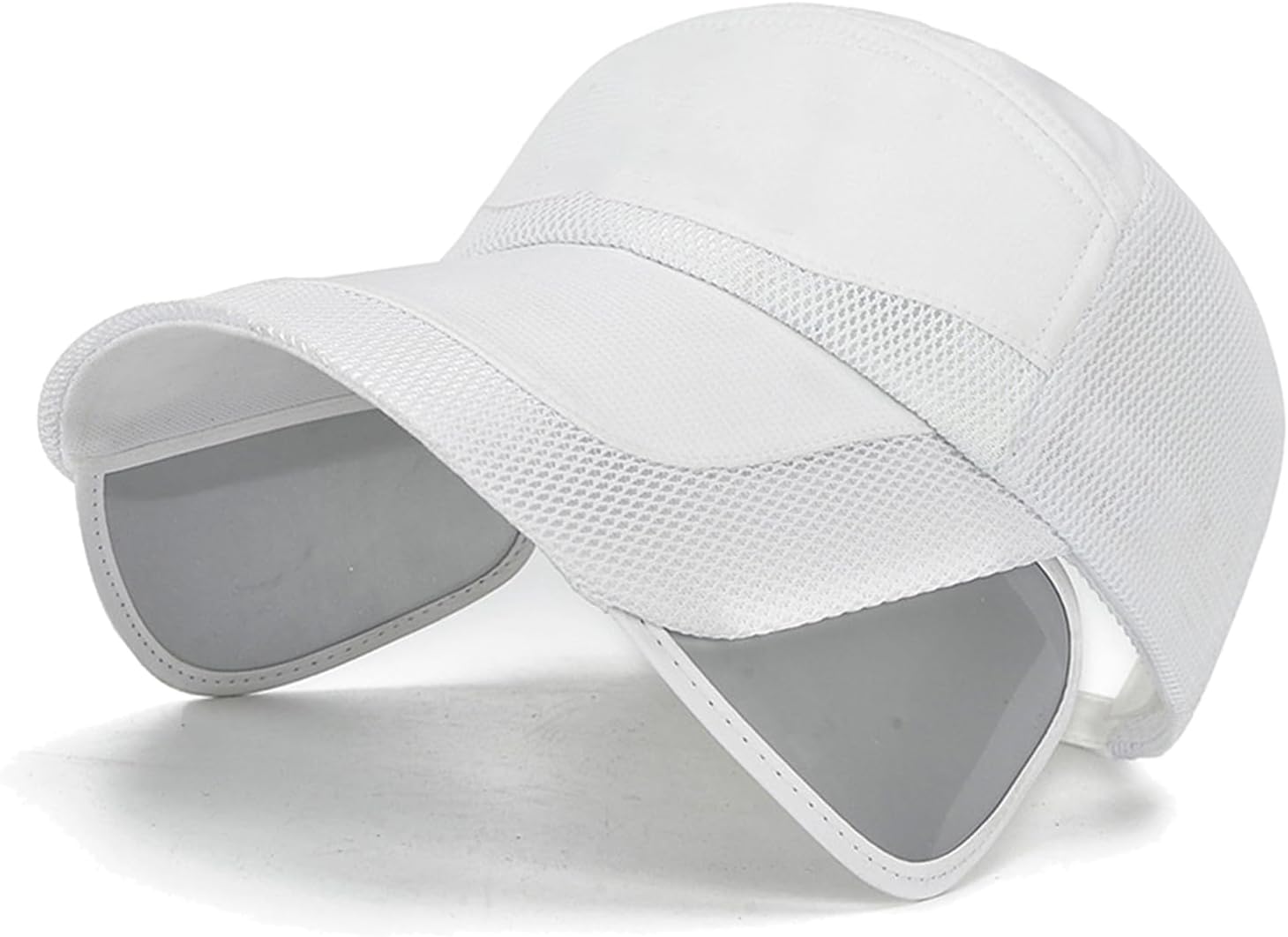 LJCMSummer Baseball Hat, Baseball Hat Sun Protection Wide Application Retractable Brim Canvas for Camping for Unisex for Tennis (White)
