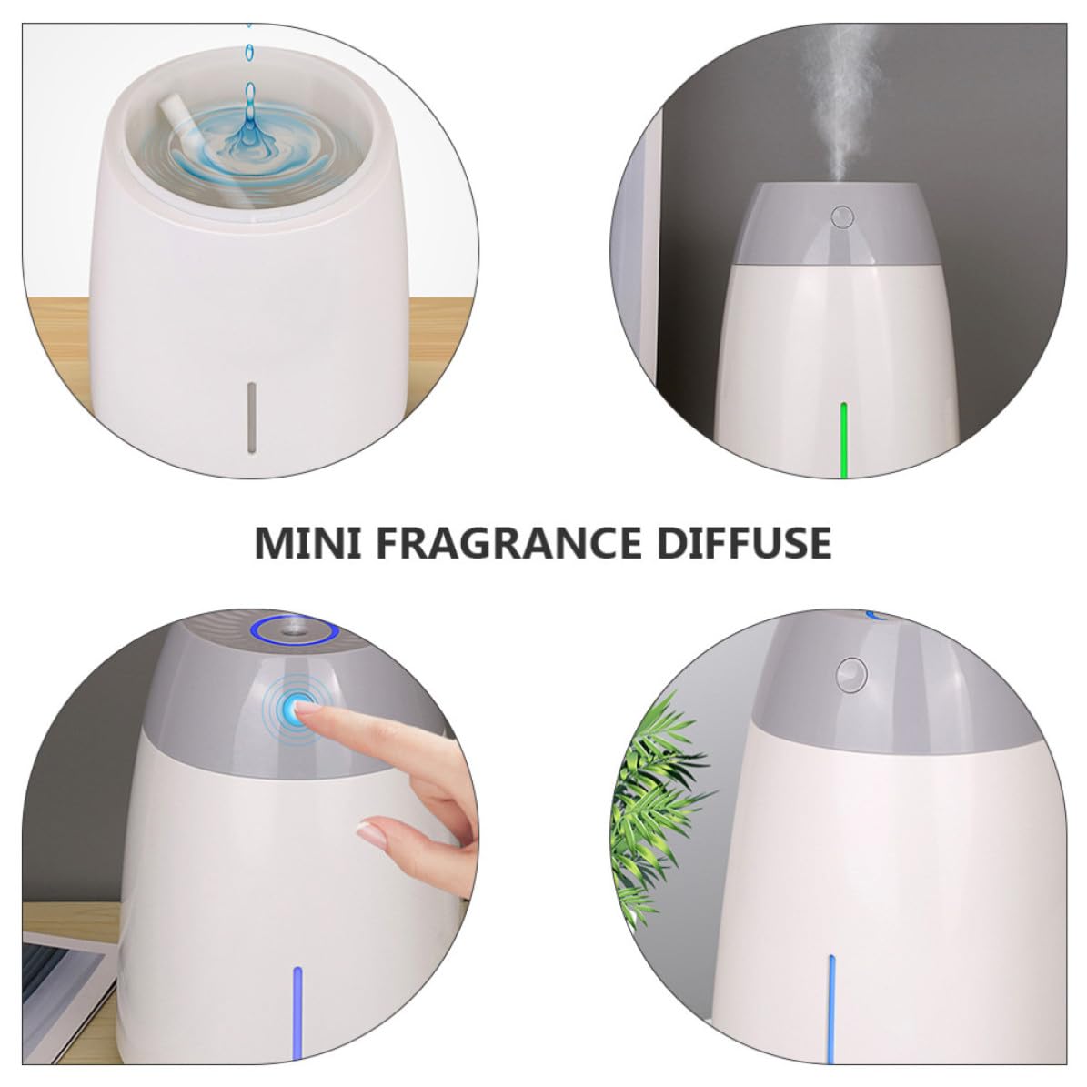 STOBAZA Umidificatore per Ufficio e Casa Capacità 800ml Batteria 1800mah Silenzioso in Abs per Pelle e Spazi Ufficio Reception