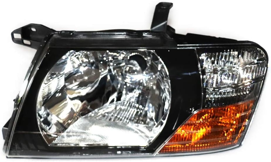 Front Halogen Headlight Assembly Compatible Left+Right Side Driver & Passenger Head Lights Direct Replacement Headlamps Perfect Match Car Assy Set for 2000-2006 Mitsubishi Pajero Montero (Left)