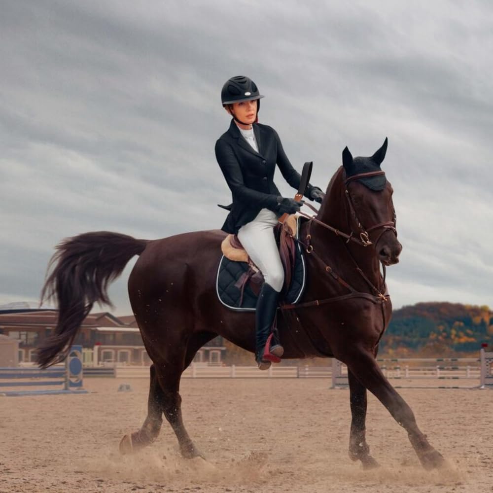 Frustino Da Equitazione In Pelle PU Nero - 45cm | Per Allenamento Cavalli E Cavalieri - Foto 5