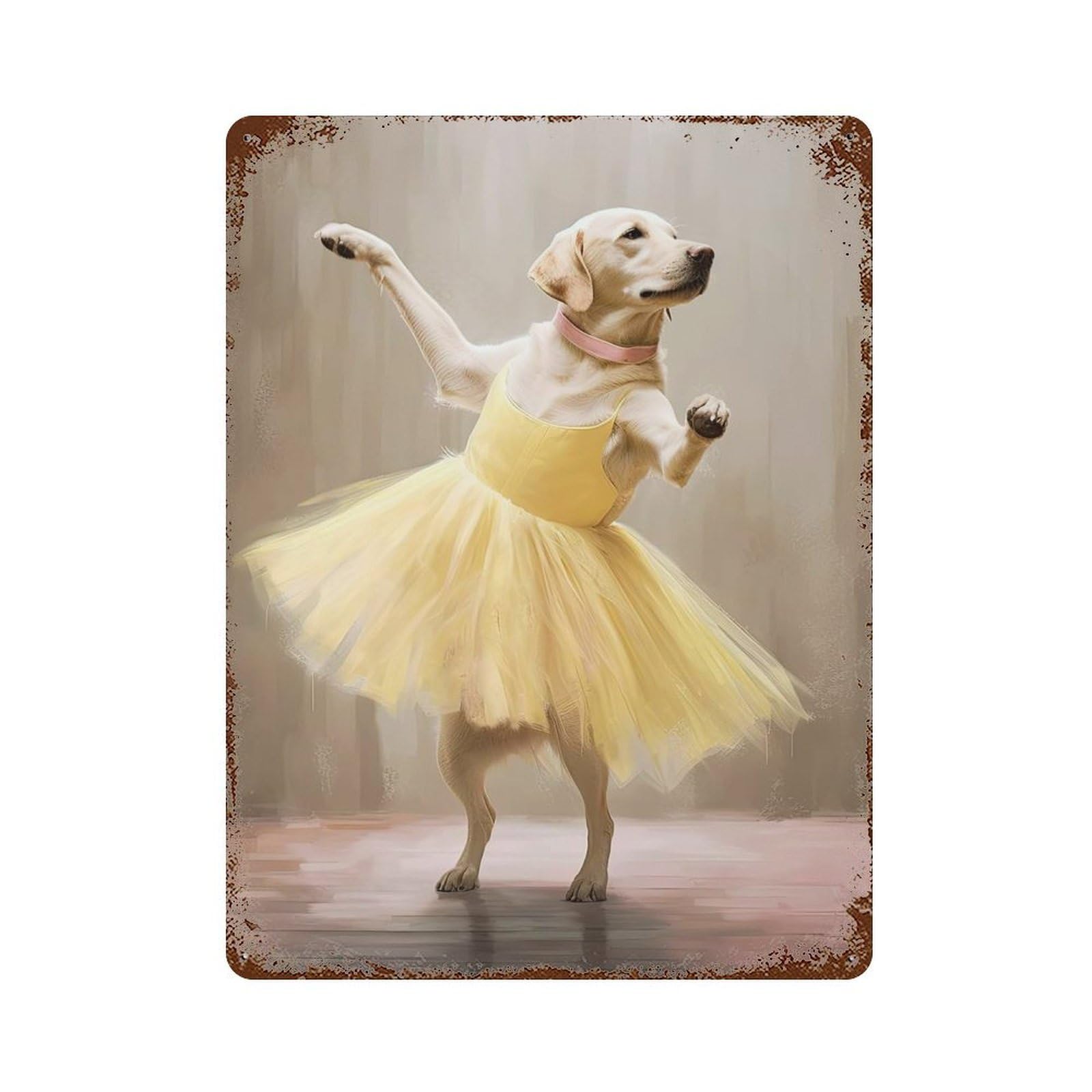 Labrador Ballerina Retro Metal Sign 15.7"x11.8", for Pub, Kitchen And Man Cave Decor, Industrial Home Decor