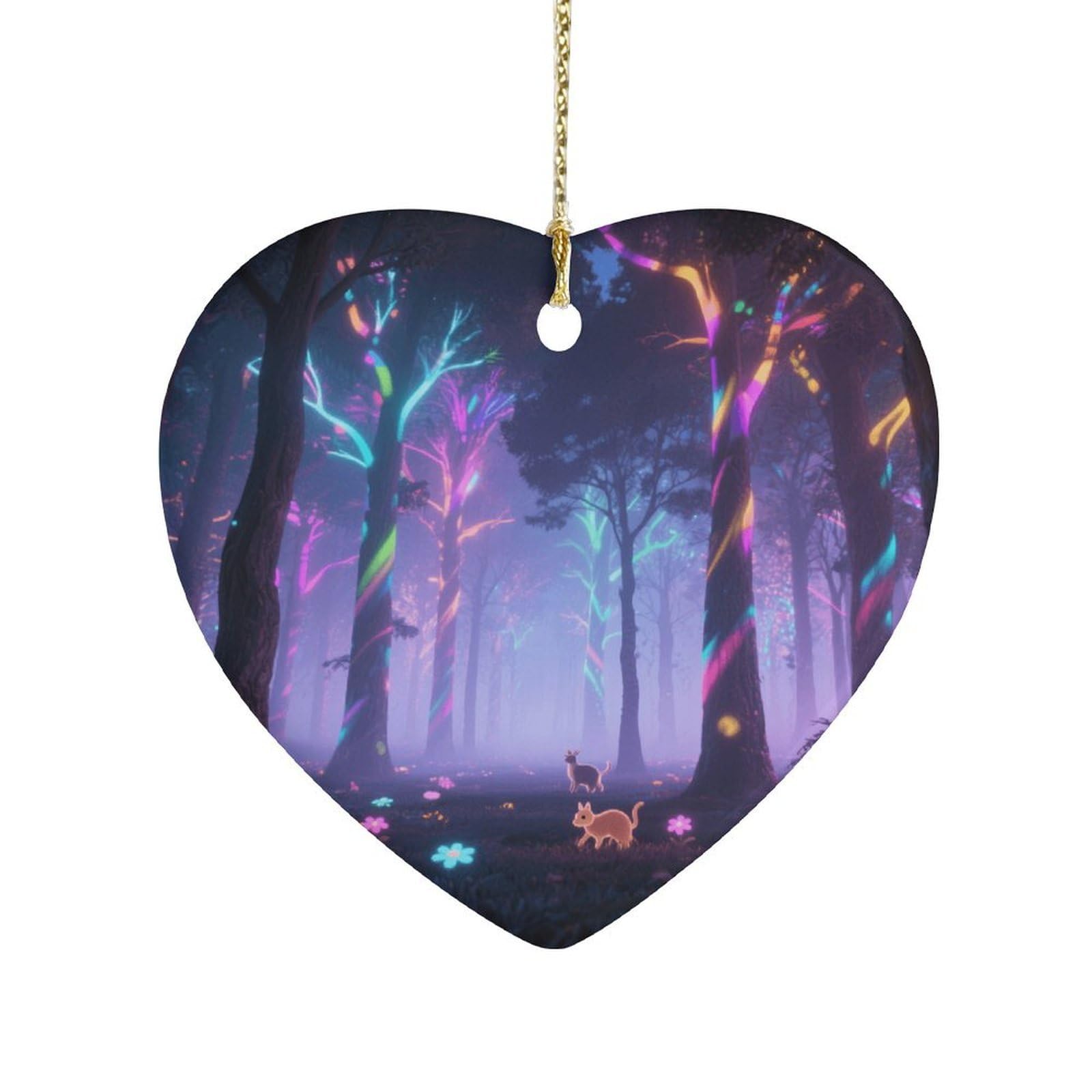 Fekiloot Style Holographic Projection Forest Ceramic Ornament Home Decor Keepsake