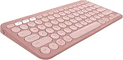 Teclado sem fio Logitech Pebble Keys 2 K380s com Conexão Bluetooth Easy-Switch e Pilha Inclusa - Compatível com PC, Mac, Chrome OS, Android, iOS e Apple TV, Layout US - Rosa