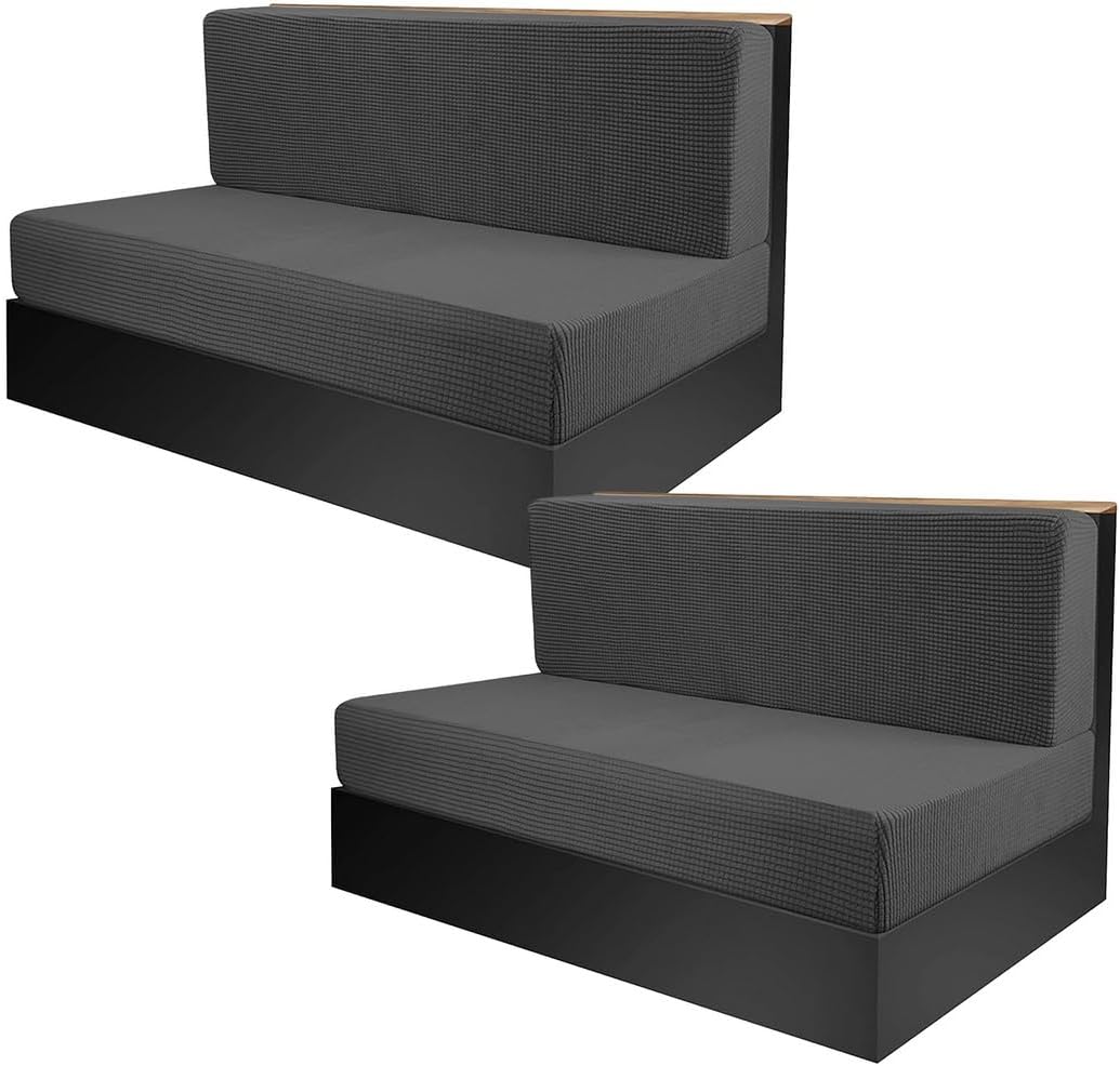Elasticized Bench & Backrest Cushion Protectors, Machine Washable, Stretchy Rv Dinette Cushion Covers, Rv Loveseat Sofa Covers, 2 Pcs, Universal Fit