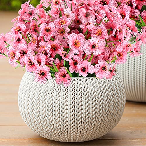 Avicill Artificial Flowers Outdoor 12 Bundles Uv Resistant Fake Flowers For Outside No Fade Faux Plastic Greenery Shrubs Garden Porch Window Box Decorating, Pink #TOP6