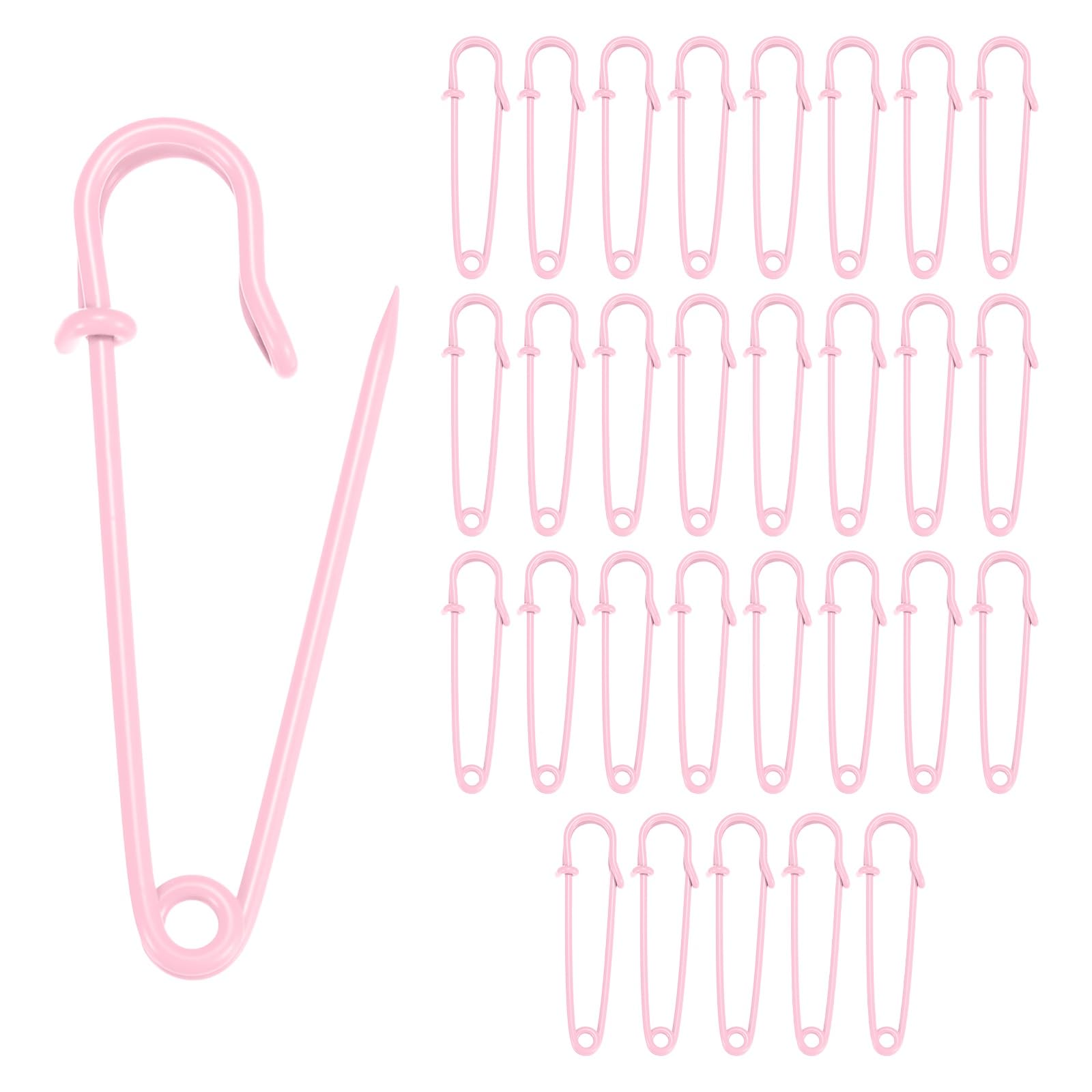 M METERXITY 30 Pack Large Safety Pins 2" Spring Lock Pins Pink