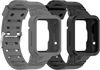 LIJINLAN Compatible with MI Watch Lite 2 with Bumper Case, Replacement Shockproof Rugged Women Men Bands for MI Watch Lite 2/Redmi Watch 2 lite, Sport Military Protective Case Cover (Grey Black)