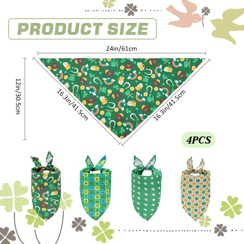 CRASPIRE 4 Styles St. Patrick Dog Bandana Four-Leaf Clover Wedding Pet Bandana Green Triangle Pet Dog Scarf Engagement Wedding Announcement Photo Props Collars Accessories for Pet Dog Lovers Gifts - Image 2