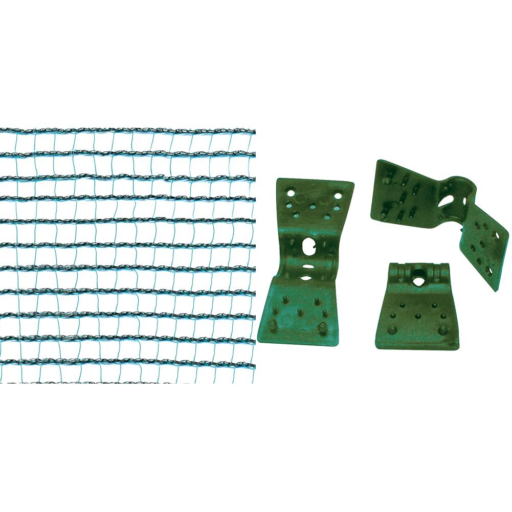 Tenax Rete Antigrandine Tessuta Defender 4,00x10 m, Verde, 4,00 x 10 m & Clips Rete 3,5 cm Verde, Confezione da 24 Clips, Clips per Il Fissaggio di reti tessute frangivista e ombreggianti
