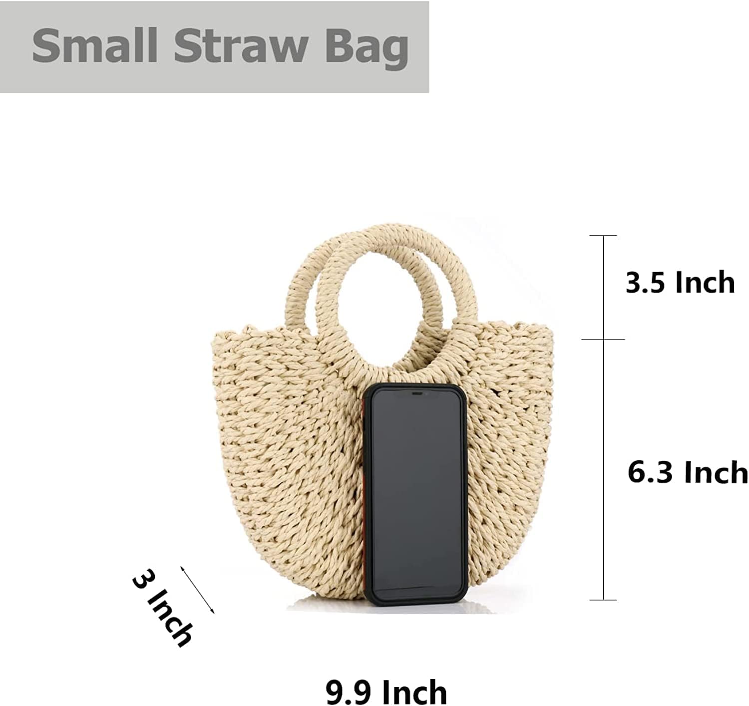 Rattan Handmade Straw Tote Handbag Beach Shoulder Bag Summer Beach Rattan Bag Straw Bag - Image 3