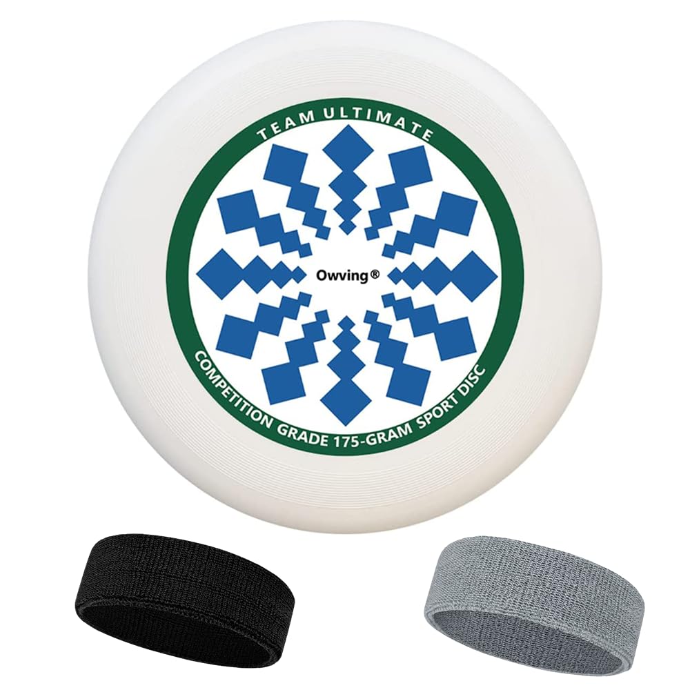 OwvingFlying Disc 175 Gram, 10.75 Inch Sport Disc, With Two Athletic Hair Bands Suitable for Competitions, Team Flying Disc for Beach, Park, Pet, Camping and More