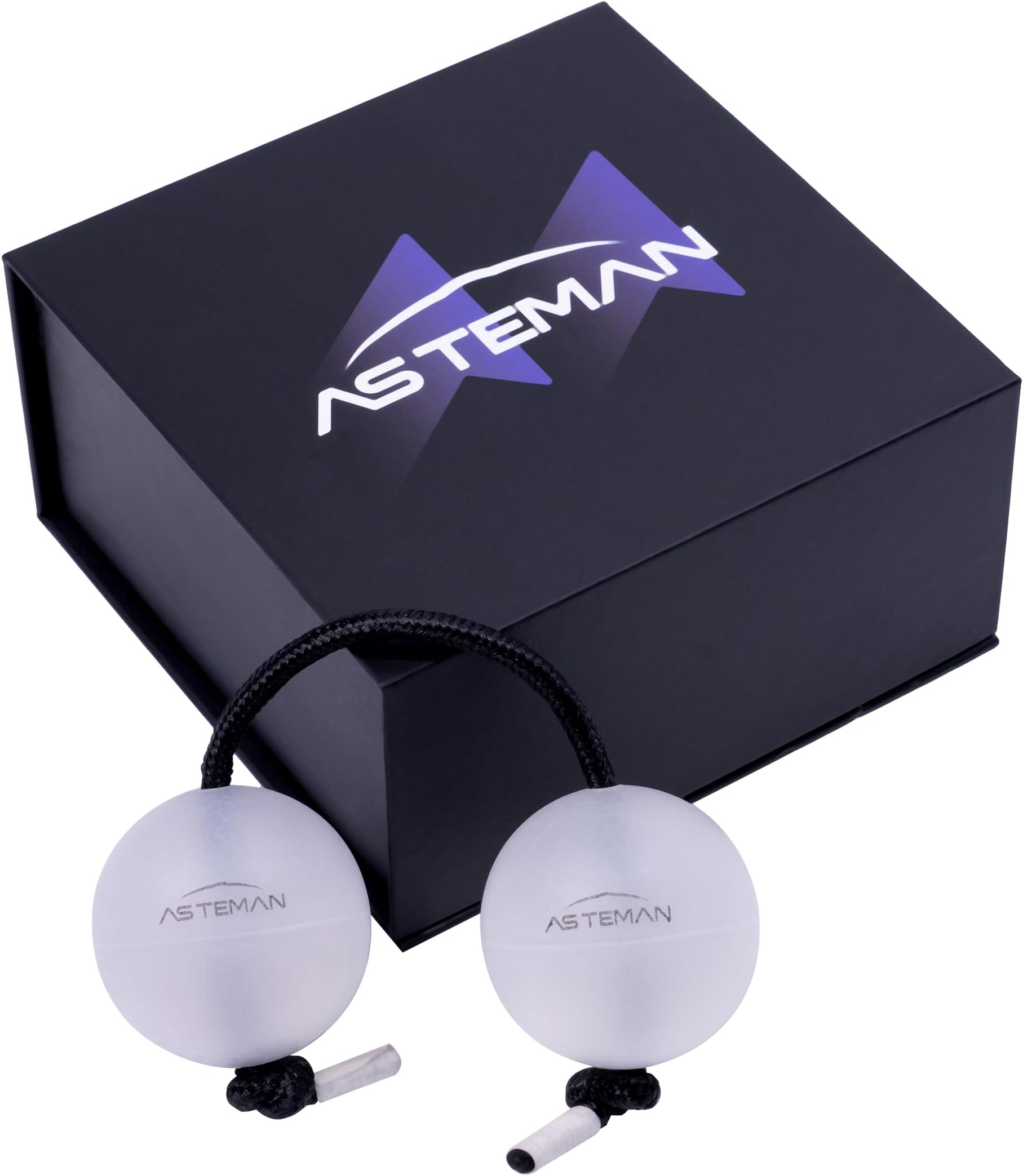 AS TEMAN Rhythm Ball Asalato Shaker Kashaka Percussion Instrument,Suitanle for Adult Beginners,White Balls with Black String(Single-Handed Two Balls)