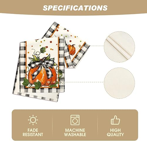 Miniatura 5 de Artoid Mode Camino de mesa de otoño con lazo de calabaza, decoración de mesa de comedor de cocina de otoño para decoración de fiesta del hogar, 13 x