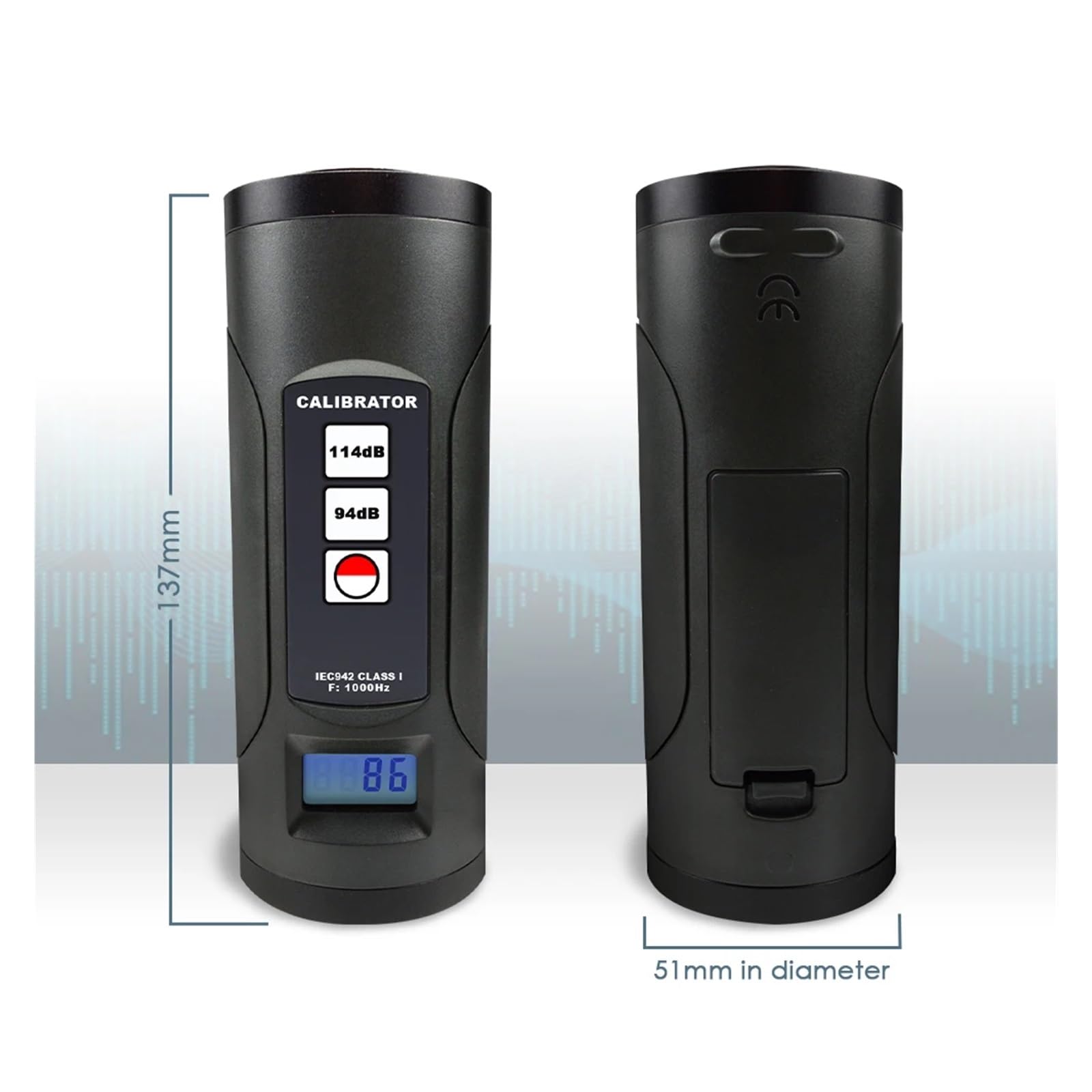 Calibrador de sonómetro micrófono SLM 94dB y 114dB, medidor nivel sonido 1/2 pulgadas 1 pulgada, probador decibelios ruido, retroiluminación,Premium resistente a la intemperie