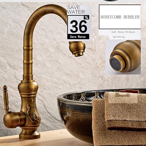 Kitchen Sink Faucet For Bar Farmhouse Commercial, Brass European Retro Kitchen Faucet, Antique Brass Kitchen Faucet, Single Handle Mixer Crane (Color : Oil-Rubbed Bronze) #TOP2