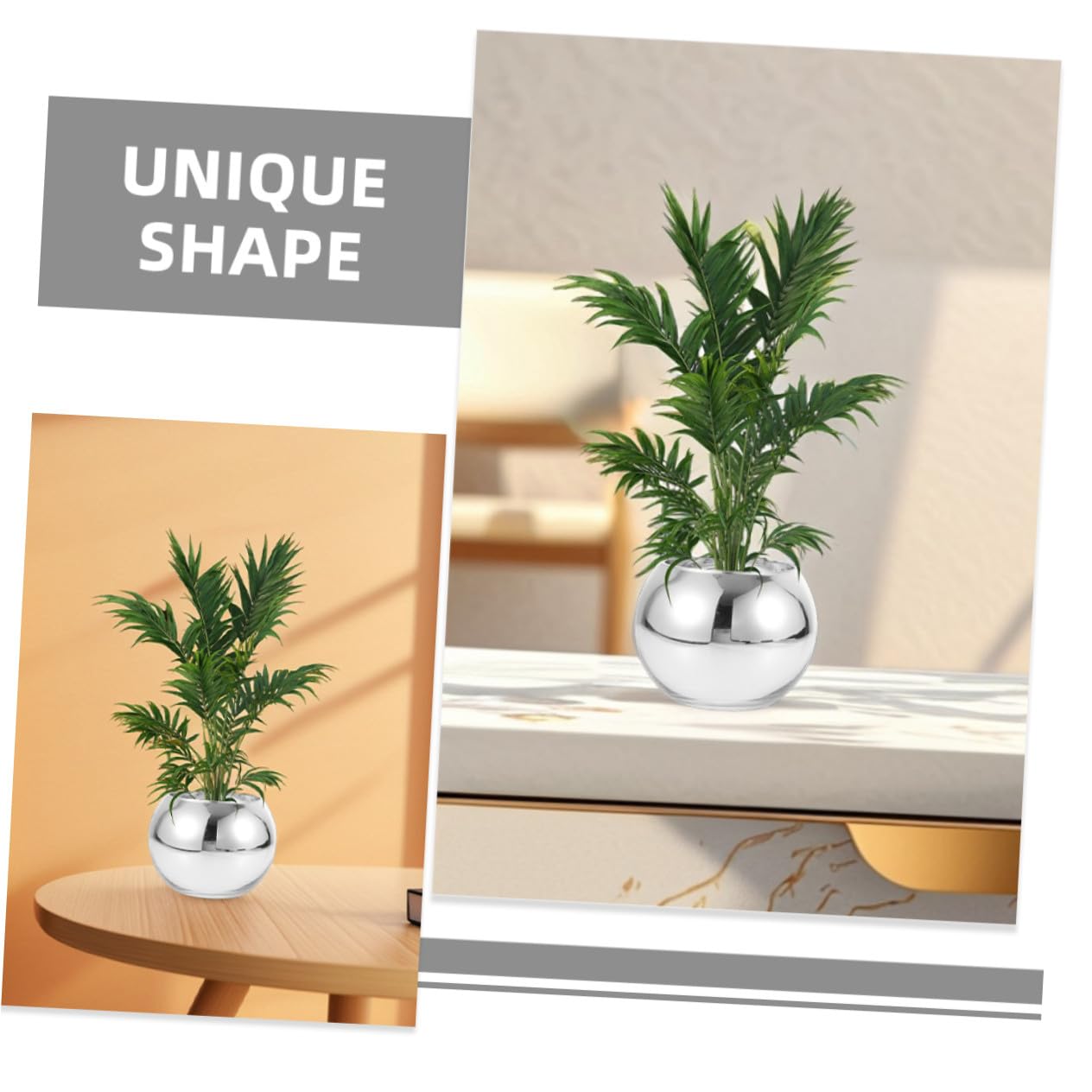 2 Stück Runde Glasvasen aus Robustem Glas in Silber für Hydrokulturelle Pflanzen und Blumen Moderne Dekoration für Haus und Büro Elegante Tischdeko