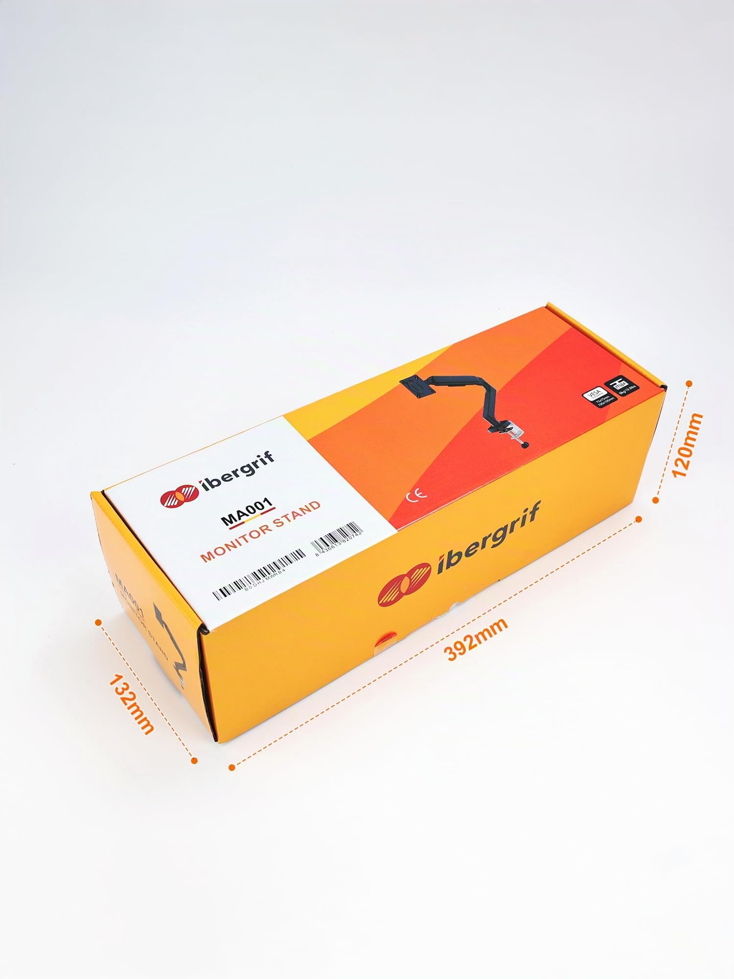 Ibergrif Supporto Monitor da Scrivania per Schermi da 13-32", Braccio di Monitor Regolabile in Altezza con Molla a Gas, Inclinazione, Girevole, Rotazione, Gestione dei Cavi, VESA 75/100 mm -Nero