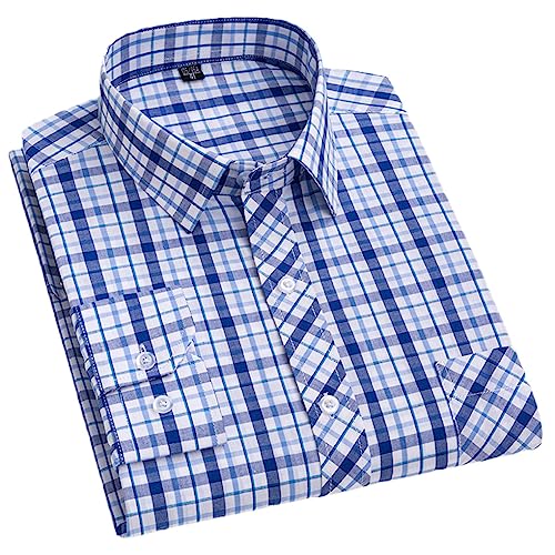 Chemise à carreaux pour hommes Dninmim en coton à manches longues coupe régulière cm738-22 39