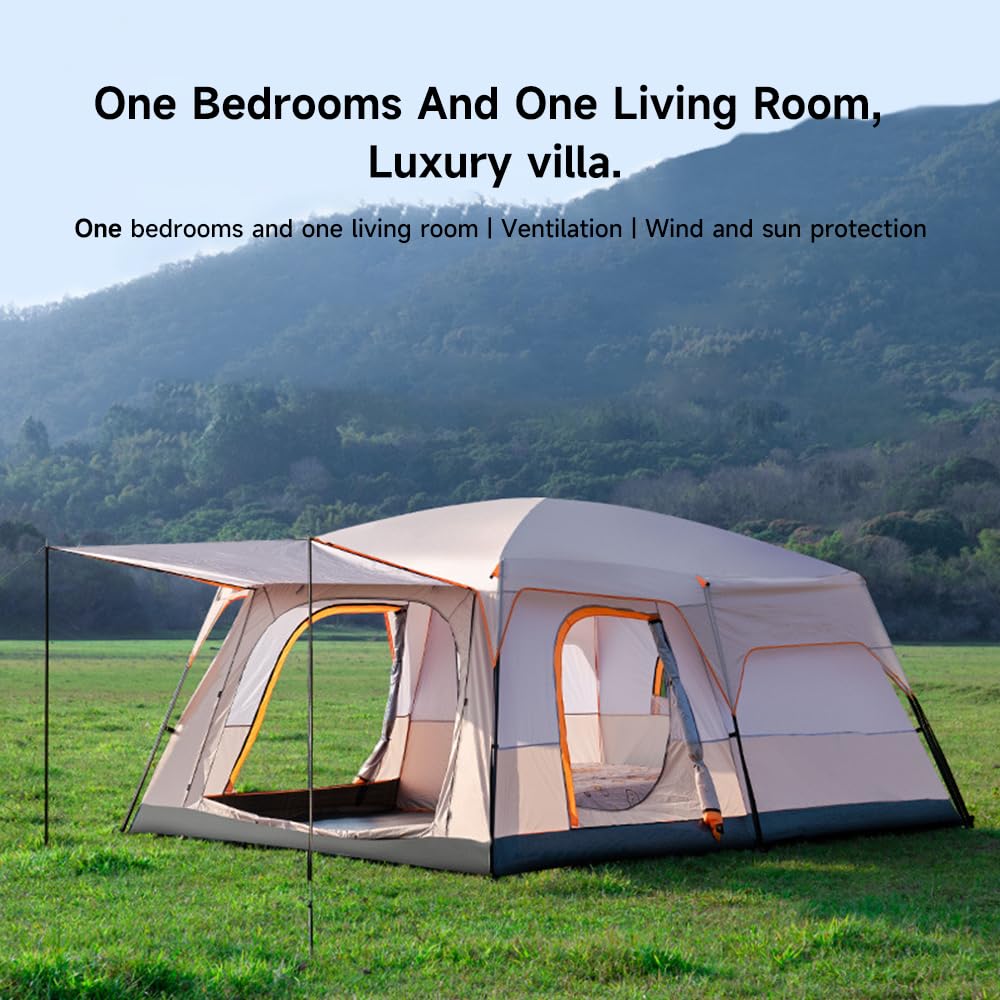 Zelt 4-6 Personen, Camping Zelt mit 2 Schlafzimmer und 1 Wohnzimmer, 310x210x180CM Familienzelt, Glamping Tent with Removable Tent Floor, für Camping, Reisen
