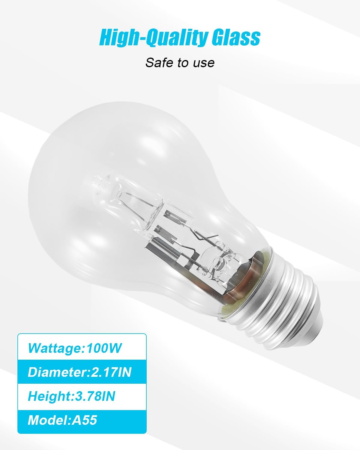 ULZOZN A55 E27 53W Bulb 220V 2700K Fit for Desk Lamps and Enclosed Fixtures with A55 Light Type, Transparent, 10Pcs