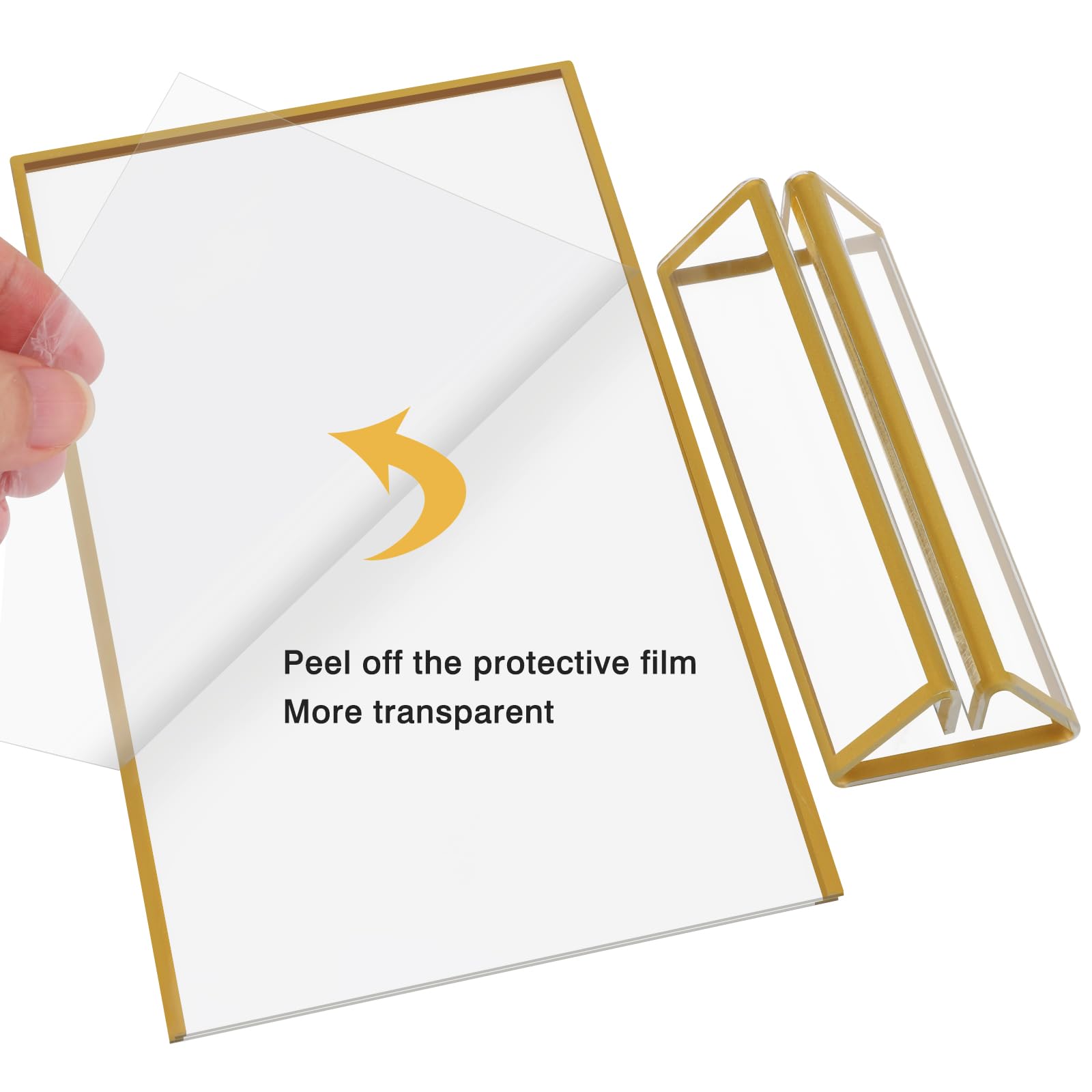 Efuturetime 12PCS Presentoir De Table En Acrylique A5, Porte Affiche Doré, Cadre Photo Double Face Transparent Pour Menu, Photo, Marriage, Publicité, Réception