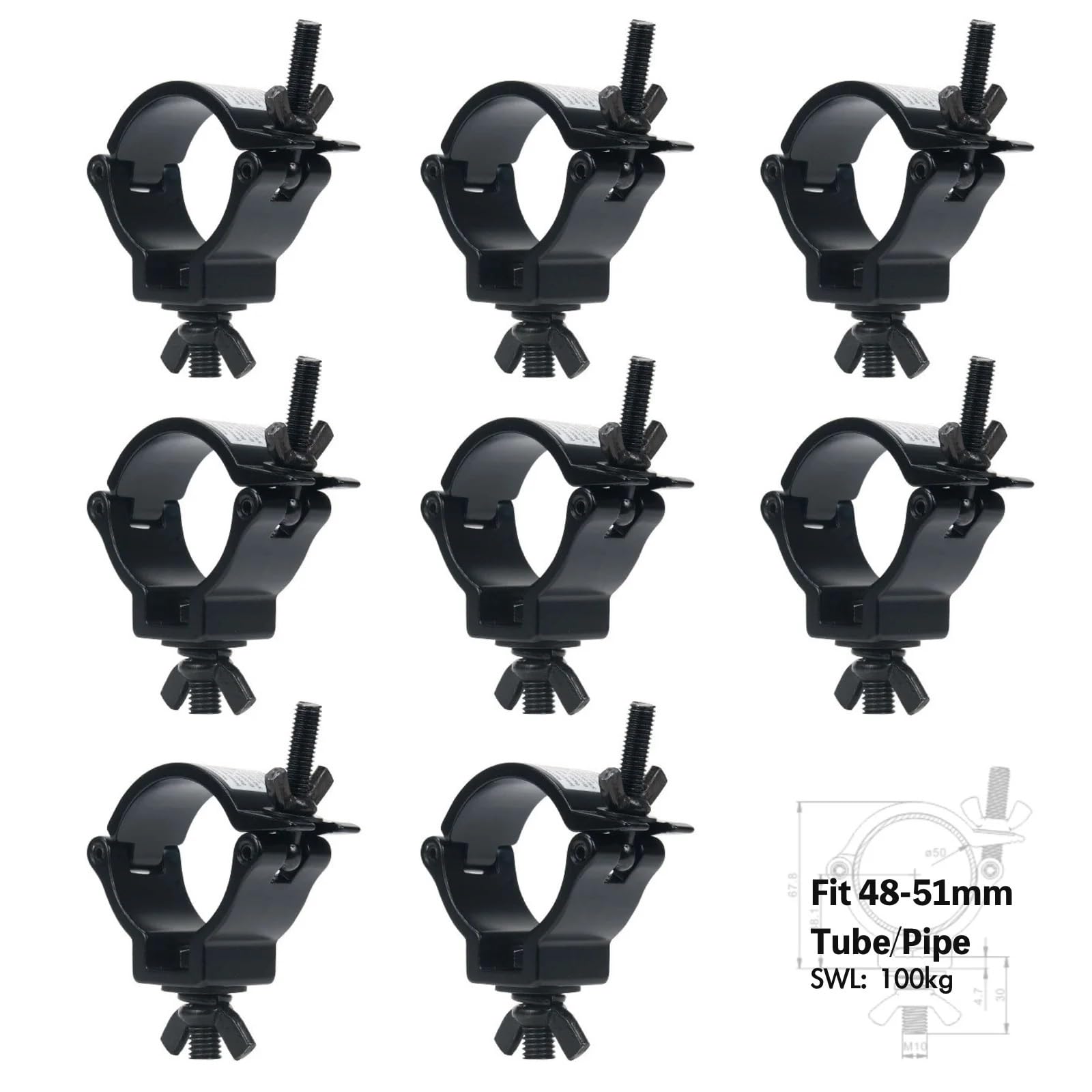 zacisk do kratownicy. 8 Pcs Heavy Duty Aluminum Alloy Mount Hook for Stage Moving Head Lighting with 220lb Load Capacity(Silver)