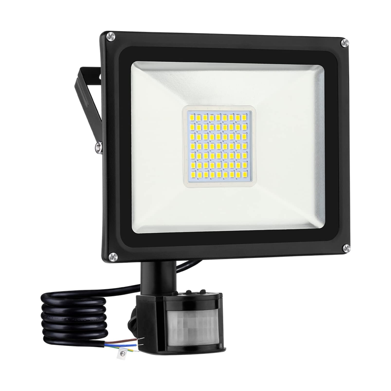 LED Street Light with Motion Sensor 30W, IP65 Waterproof LED Floodlights with PIR, 3200K Warm White Security Lights 2400LM Super Bright Garden Wall Lamp for Backyard Garden Garage Yard