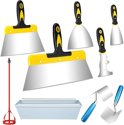 Lasnten Juego de 9 cuchillos para paneles de yeso y esquinas para paneles de yeso, incluye cuchillos raspadores de pintura en el interior exterior, disponible en Yaxa Colombia