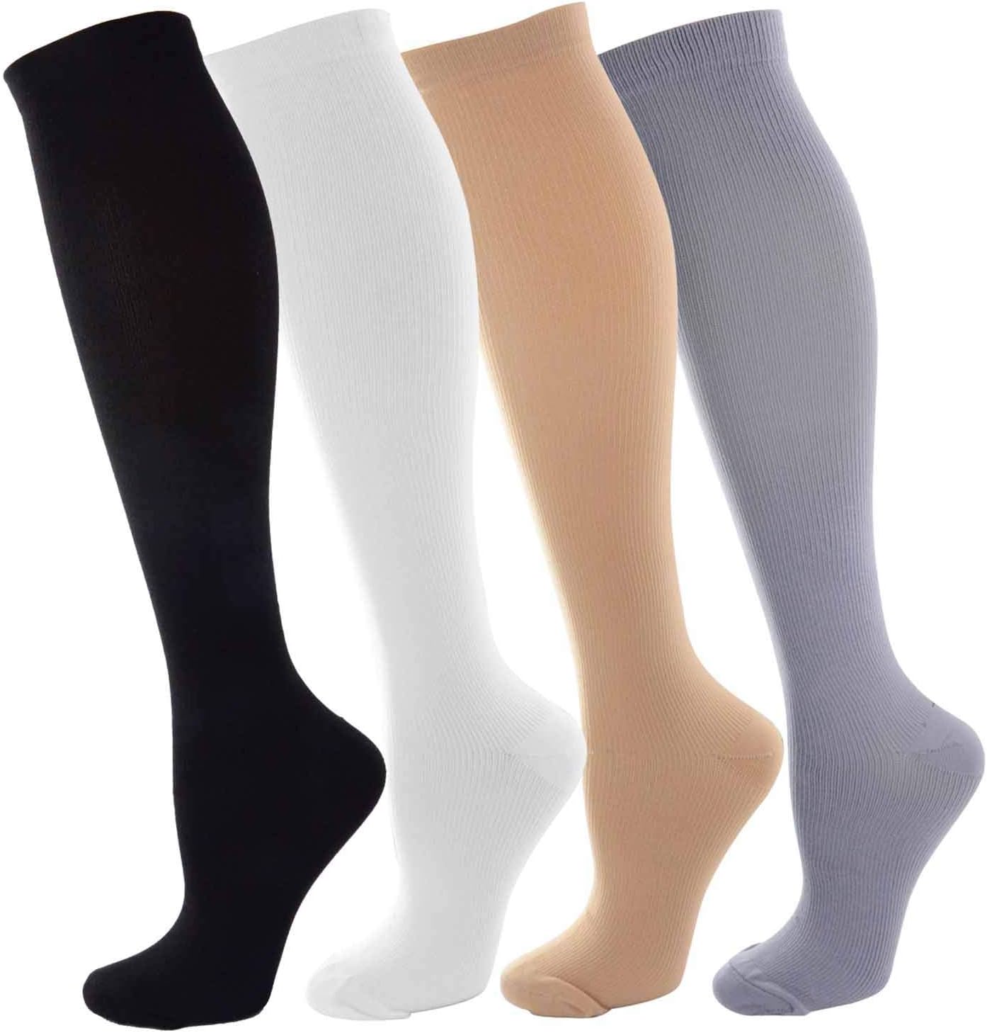 NOVAYARD Compression Socks for Women and Men Support Graduated 15-20 mmHg Medias De Compresion Mujer(4 Pairs)