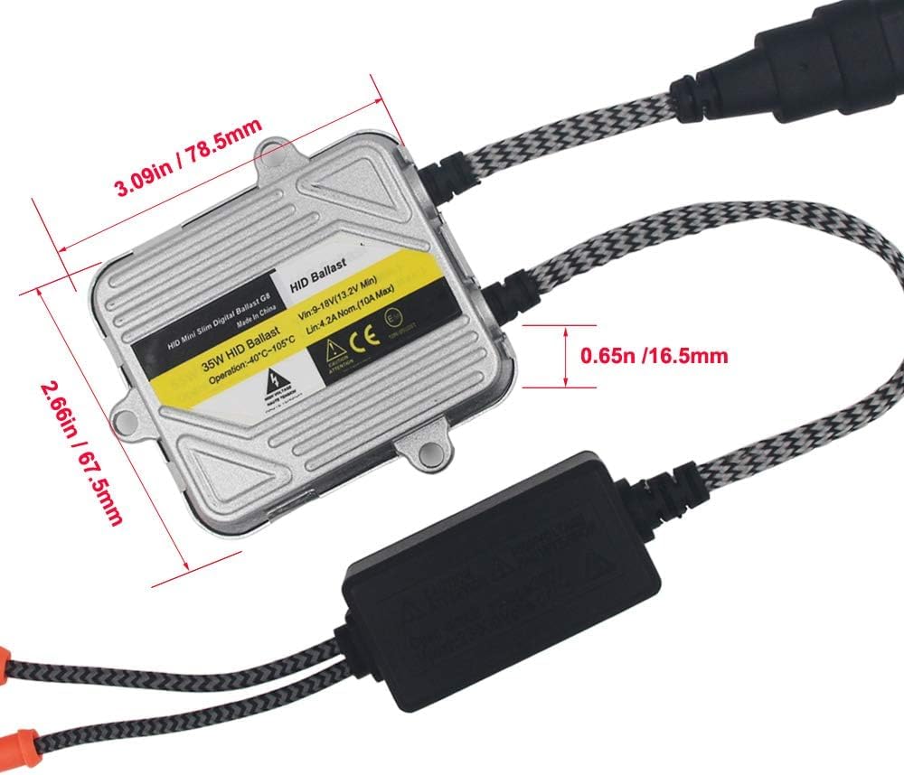 HSUN H7 HID Kit de conversión, con balasto confiable Fit H7 Factory Headlight, 6000K Xenon White